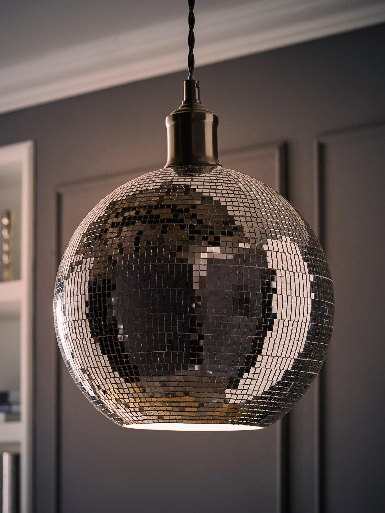 Image 3 of 6 of ValueLights Dolly Disco Ball Mirror Easy Fit Ceiling Pendant Light Lamp Shade