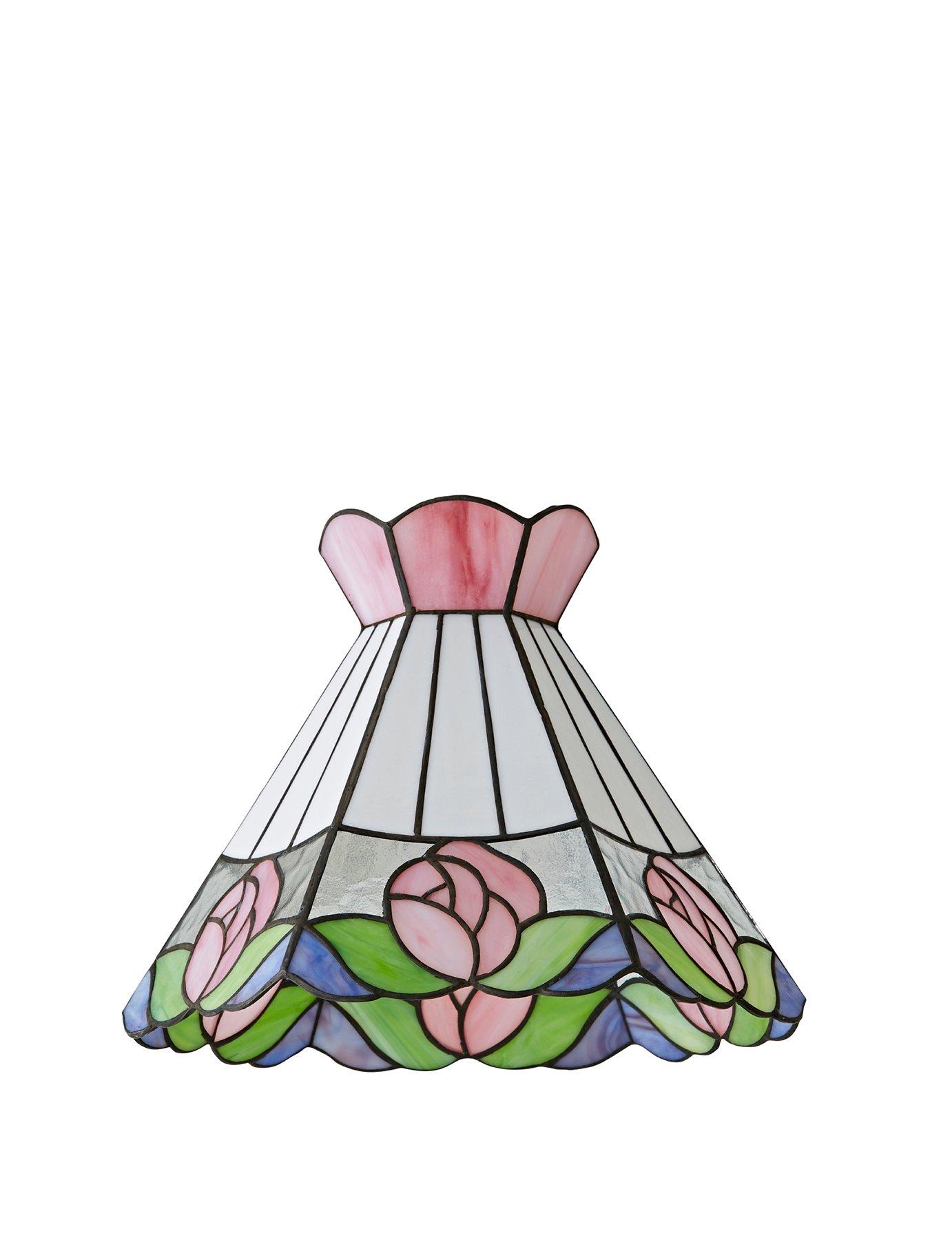 Image 2 of 7 of ValueLights Evelyn Tiffany Rose Glass Easy Fit Ceiling Pendant Light Lamp Shade