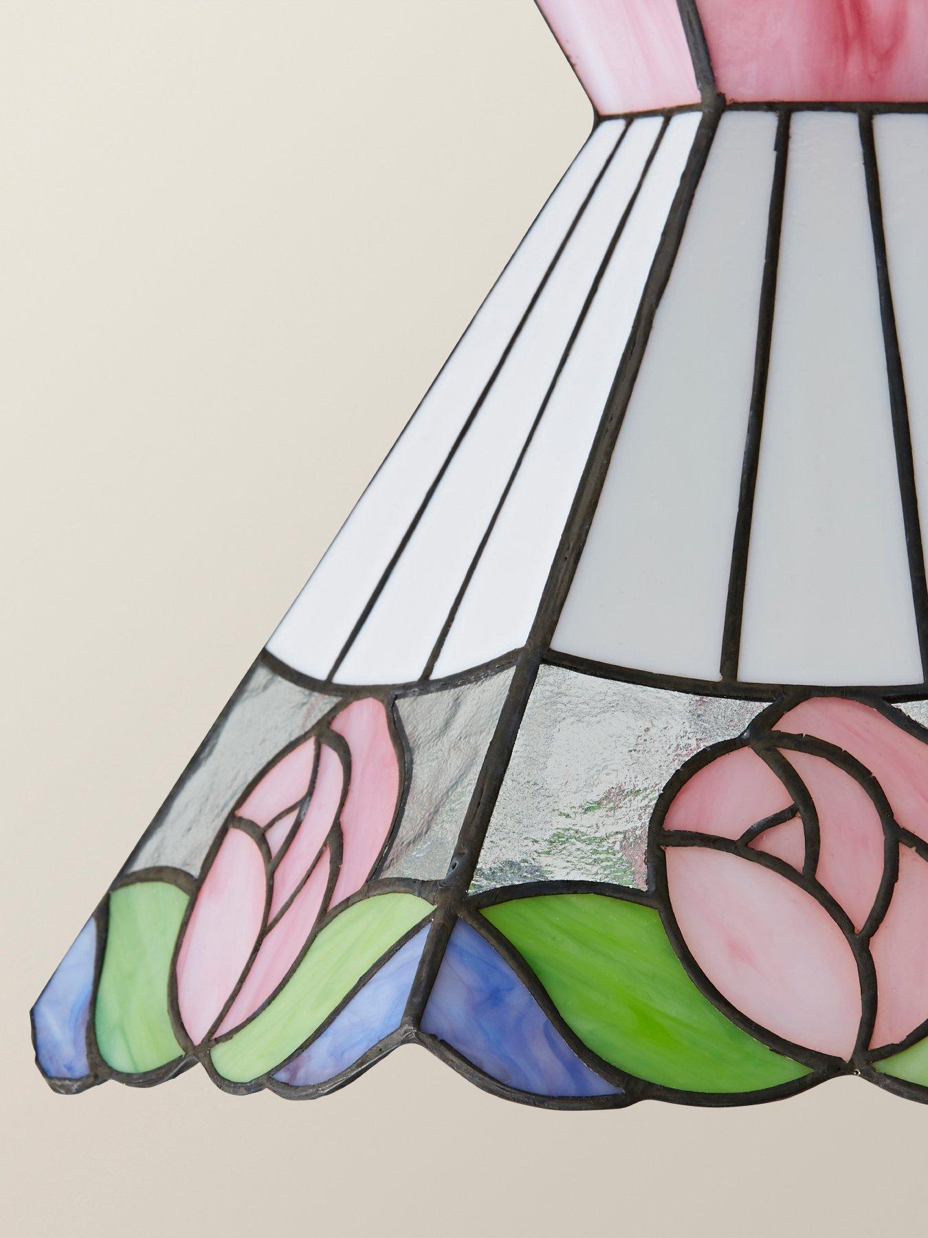 Image 5 of 7 of ValueLights Evelyn Tiffany Rose Glass Easy Fit Ceiling Pendant Light Lamp Shade