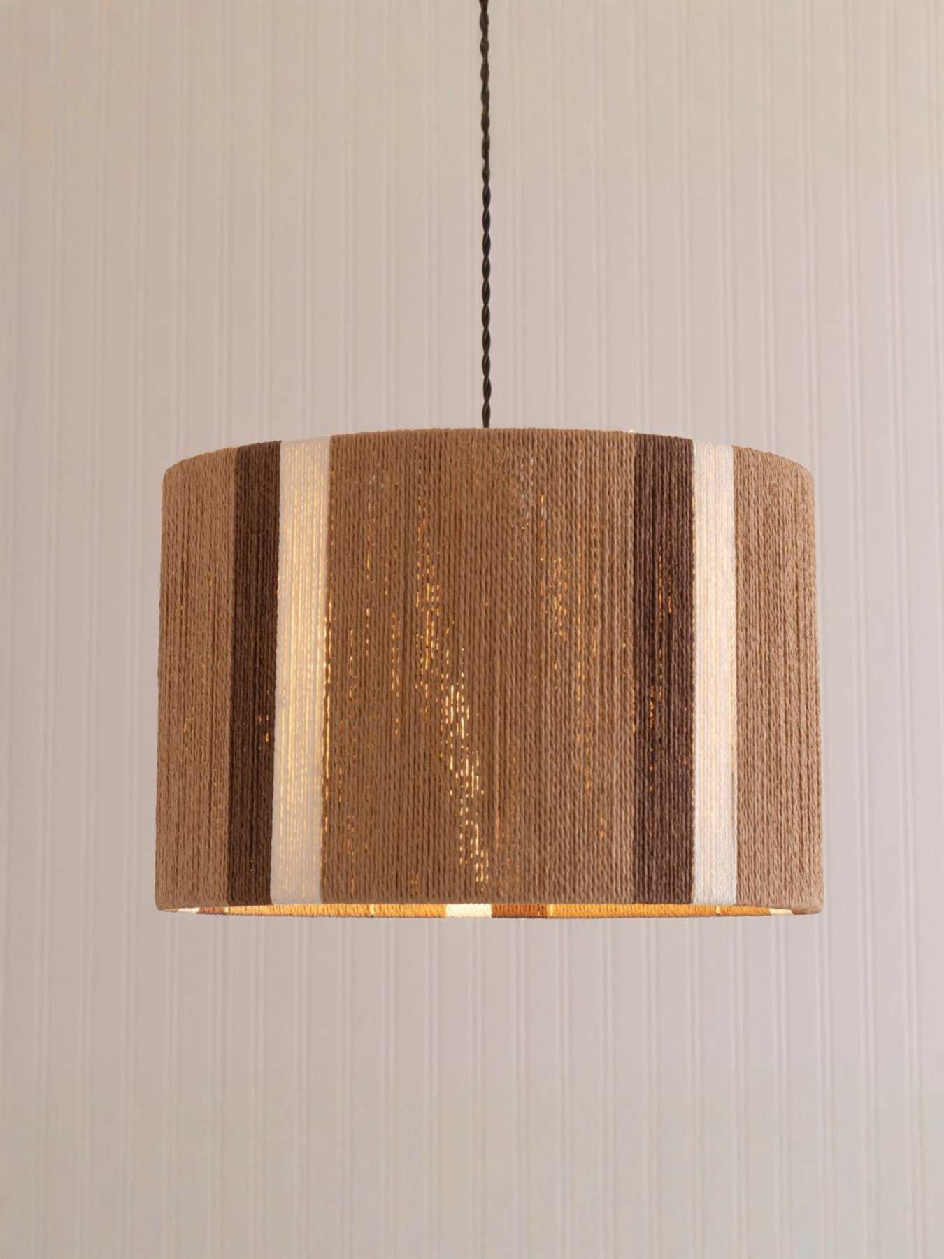 undefined Erica Natural Rattan Stripe Drum Ceiling Pendant Lamp Shade