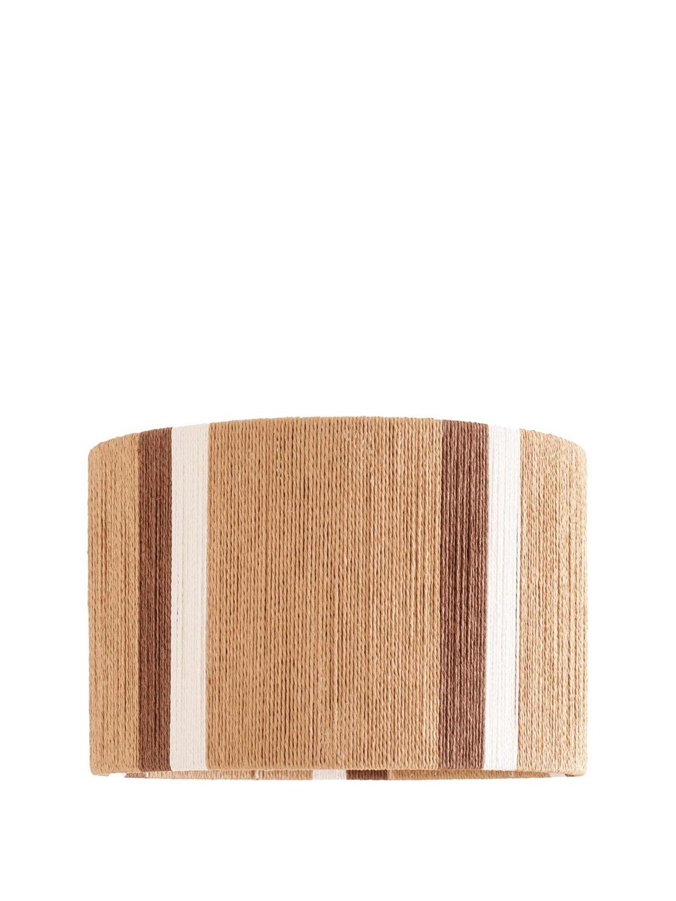 Image 2 of 2 of ValueLights Erica Natural Rattan Stripe Drum Ceiling Pendant Lamp Shade