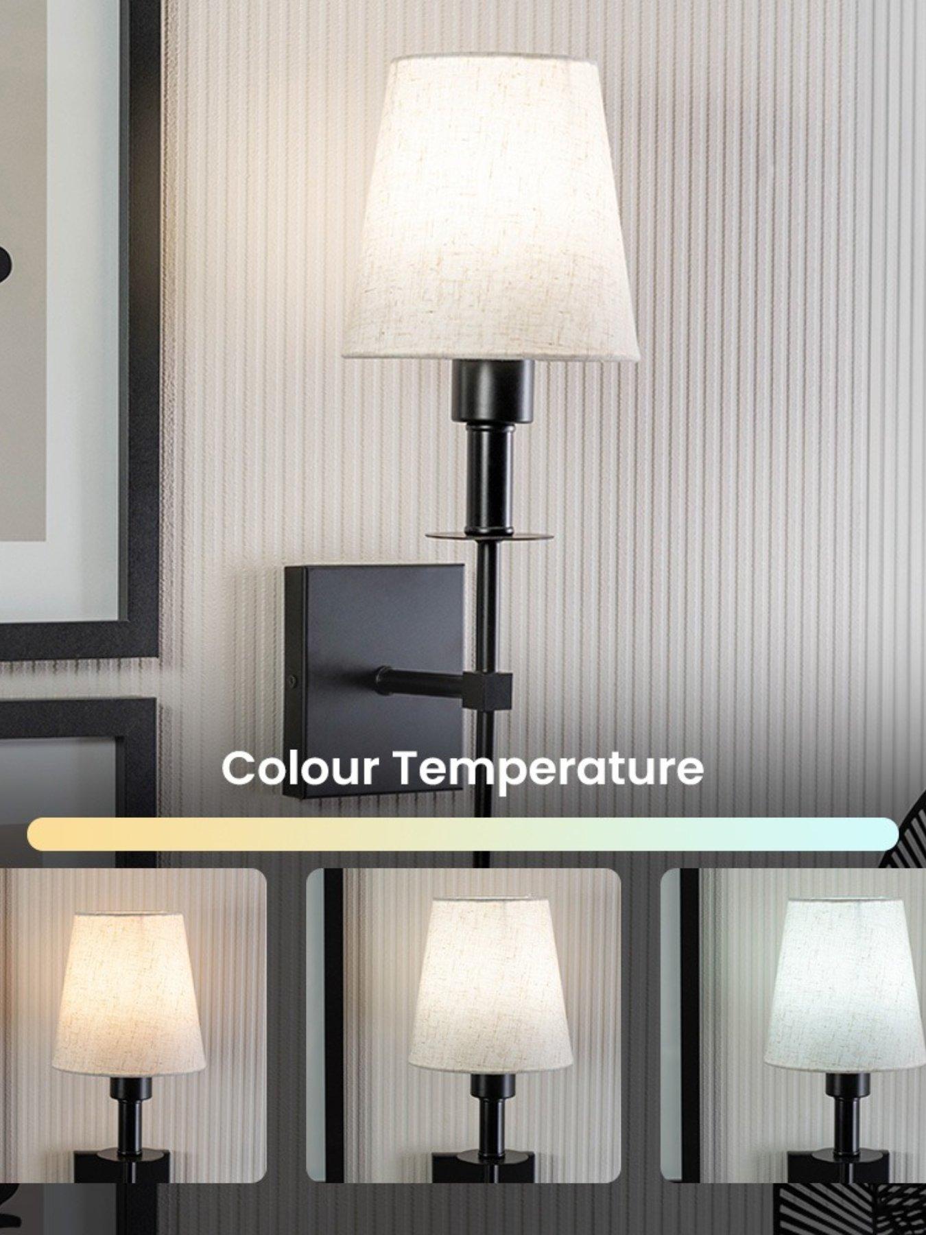 Image 5 of 6 of ValueLights Pair Of Kincaid Black Rechargeable Easy Fit Wall Light With Shade