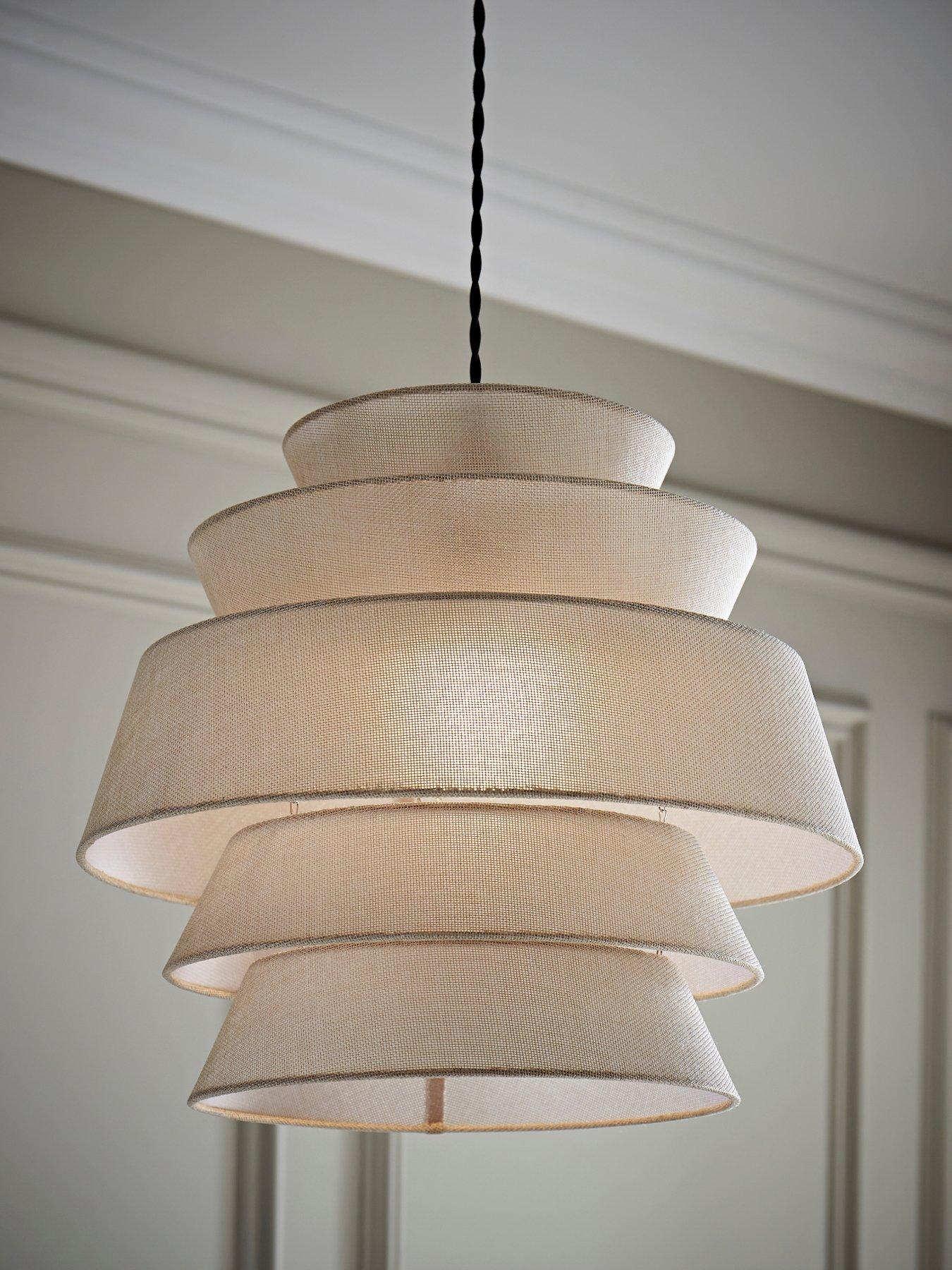 undefined Valerie Natural Linen 5 Tier Easy Fit Drum Ceiling Pendant Light Lamp Shade