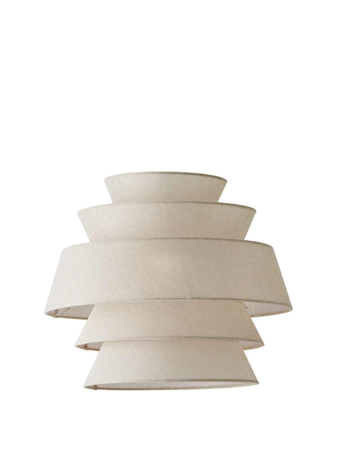 Image 2 of 6 of ValueLights Valerie Natural Linen 5 Tier Easy Fit Drum Ceiling Pendant Light Lamp Shade