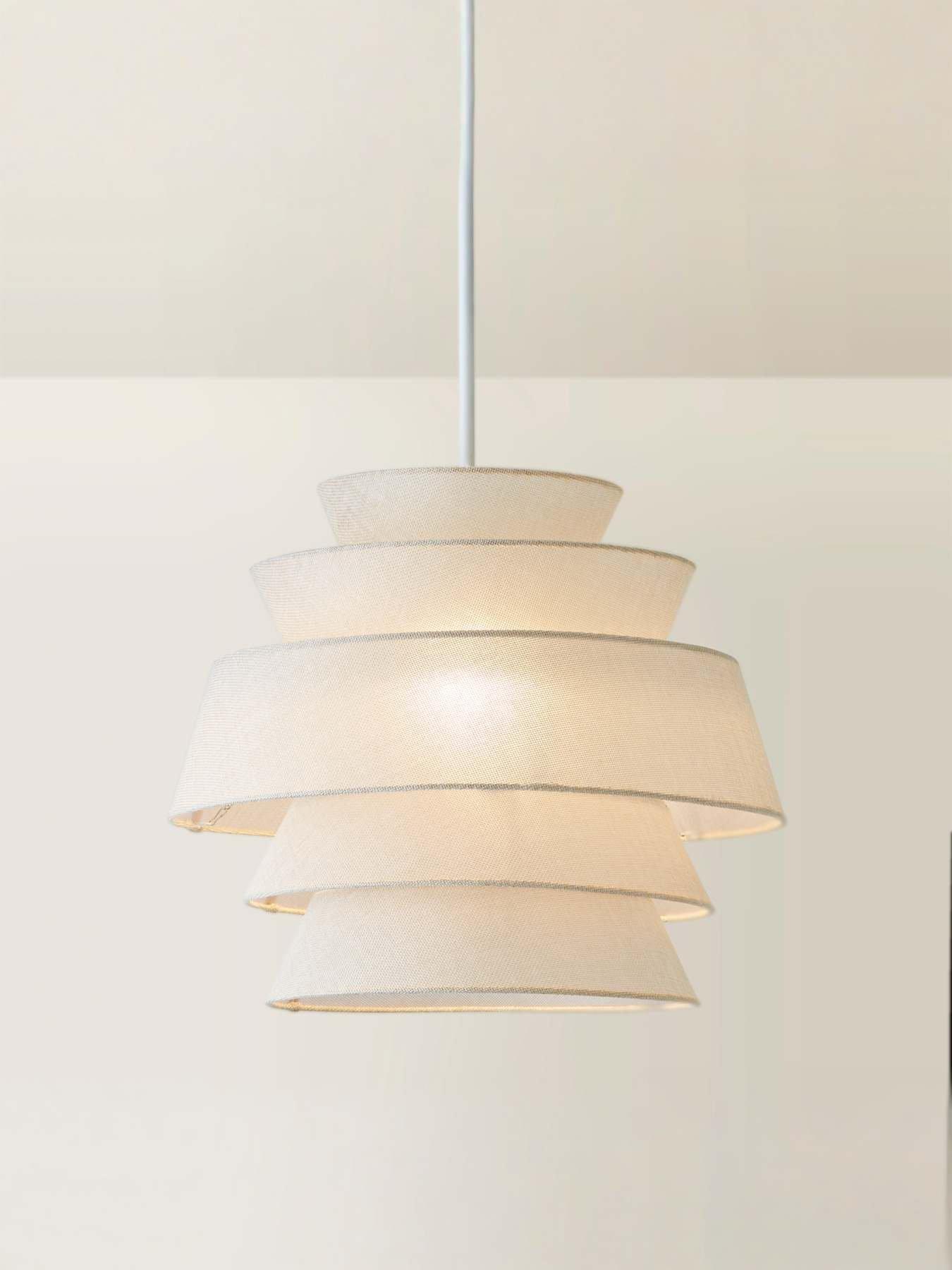 Image 4 of 6 of ValueLights Valerie Natural Linen 5 Tier Easy Fit Drum Ceiling Pendant Light Lamp Shade