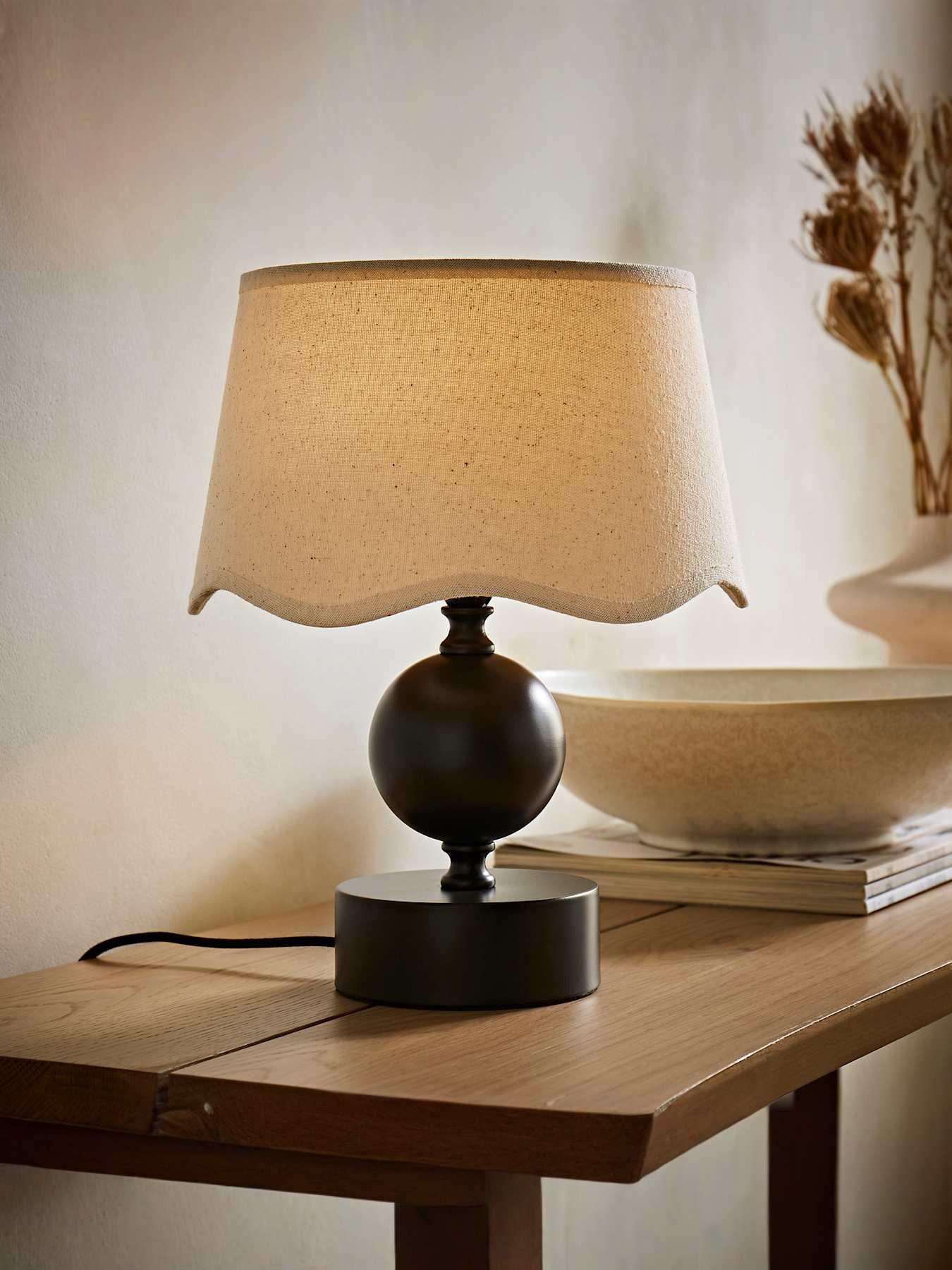 undefined Anthony Candlestick Table Lamp With Linen Scallop Lamp Shade