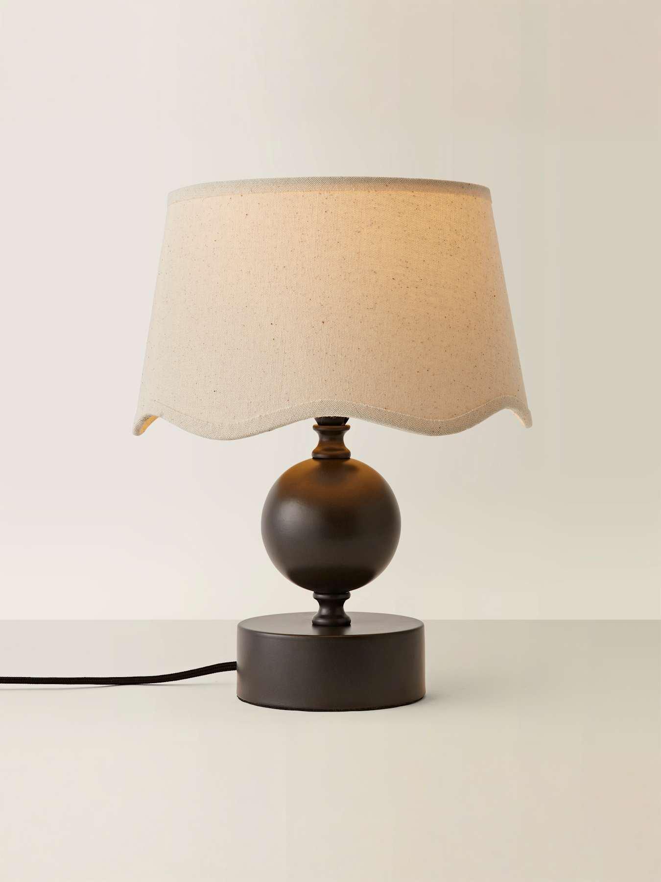 Image 4 of 6 of ValueLights Anthony Candlestick Table Lamp With Linen Scallop Lamp Shade
