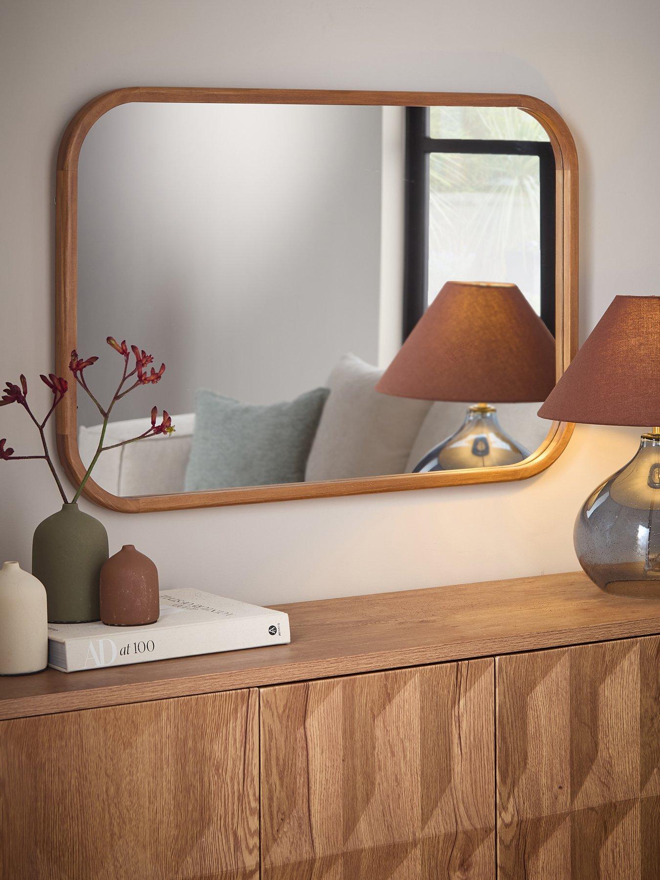 Image 1 of 5 of The Very Collection Rounded Square Wooden Mirror 61x91cm