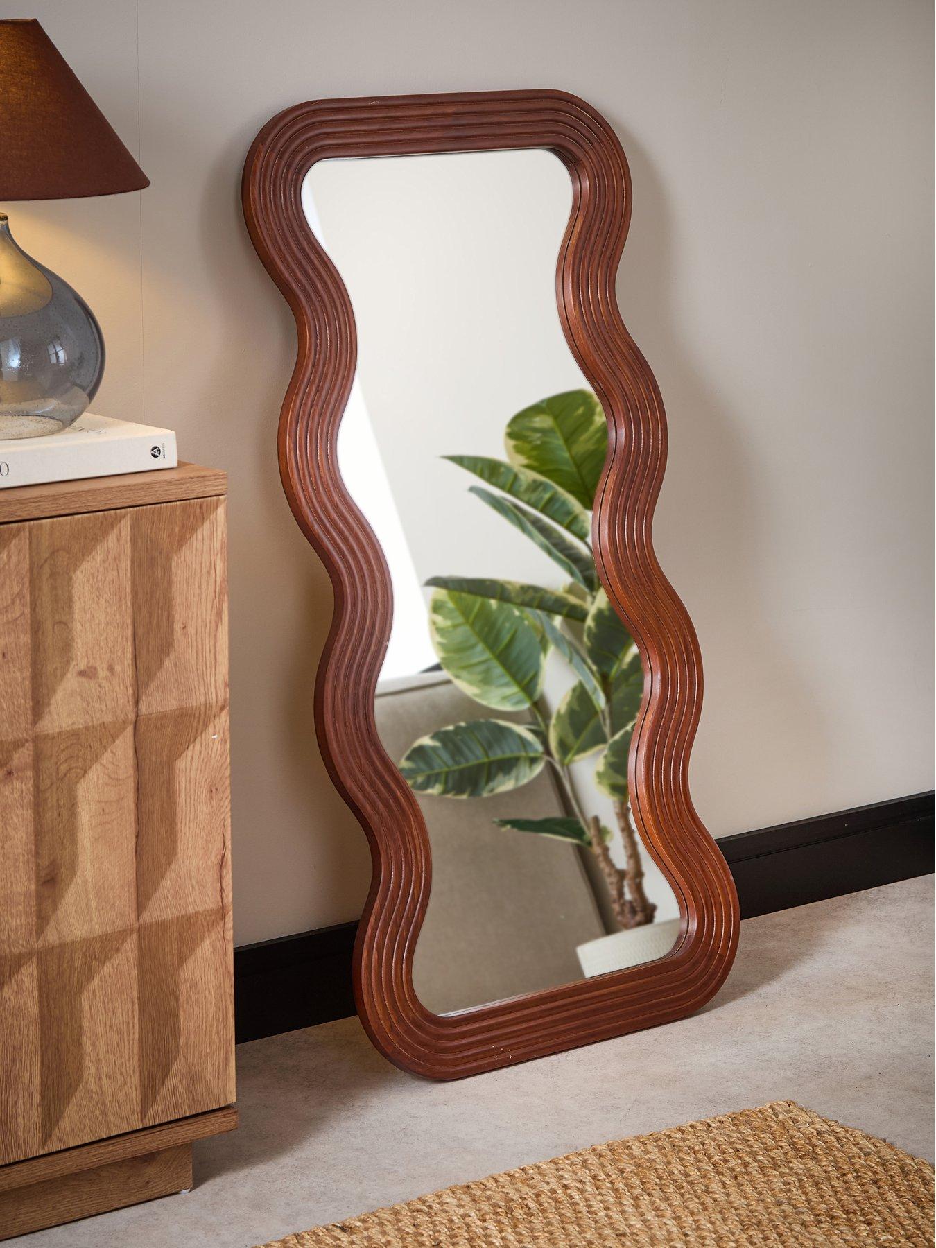The Very Collection Dark Wiggle Wooden Leaner Mirror 120x60cm