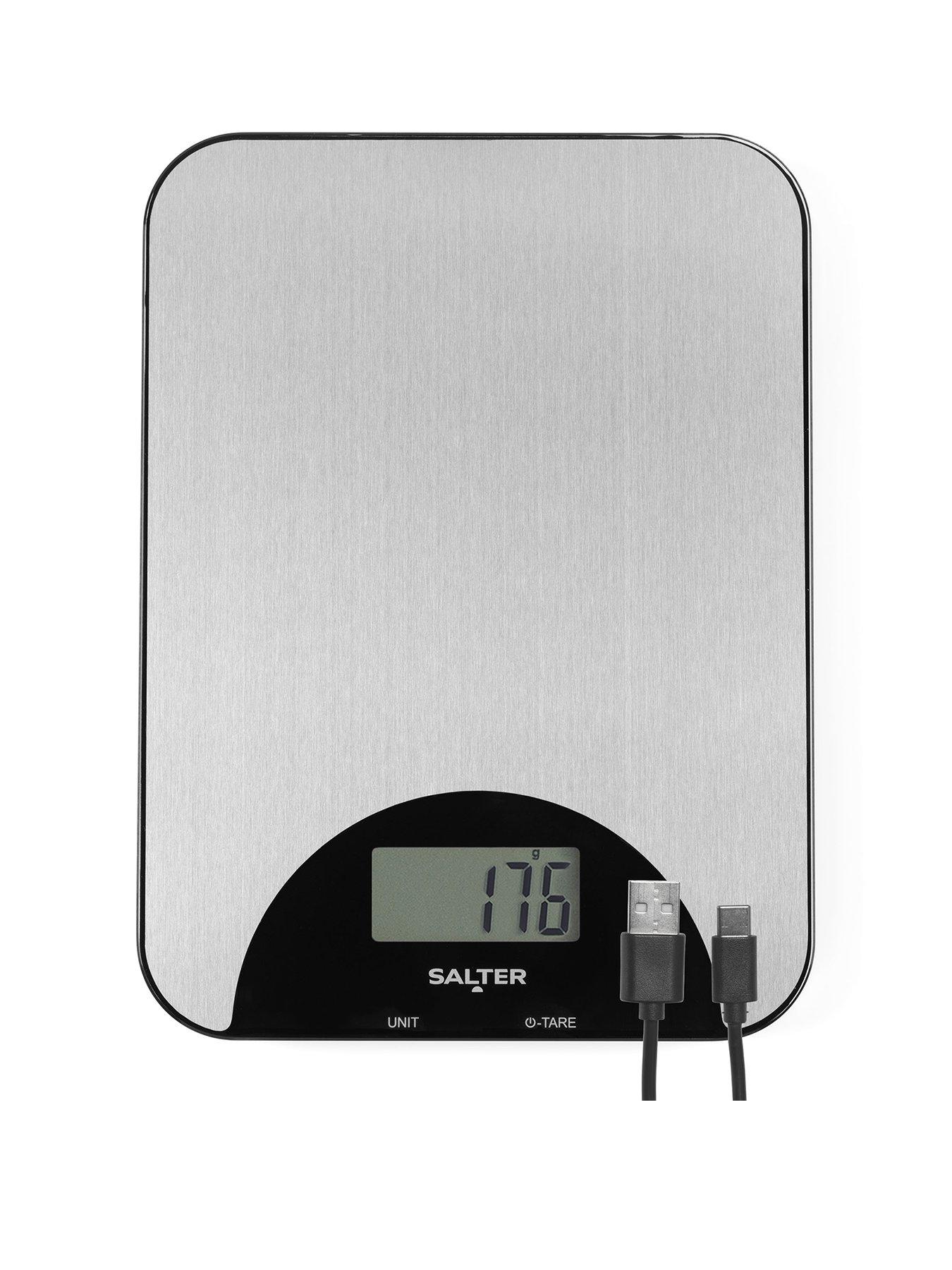 Salter Stainless Steel Recharable Kitchen Scale