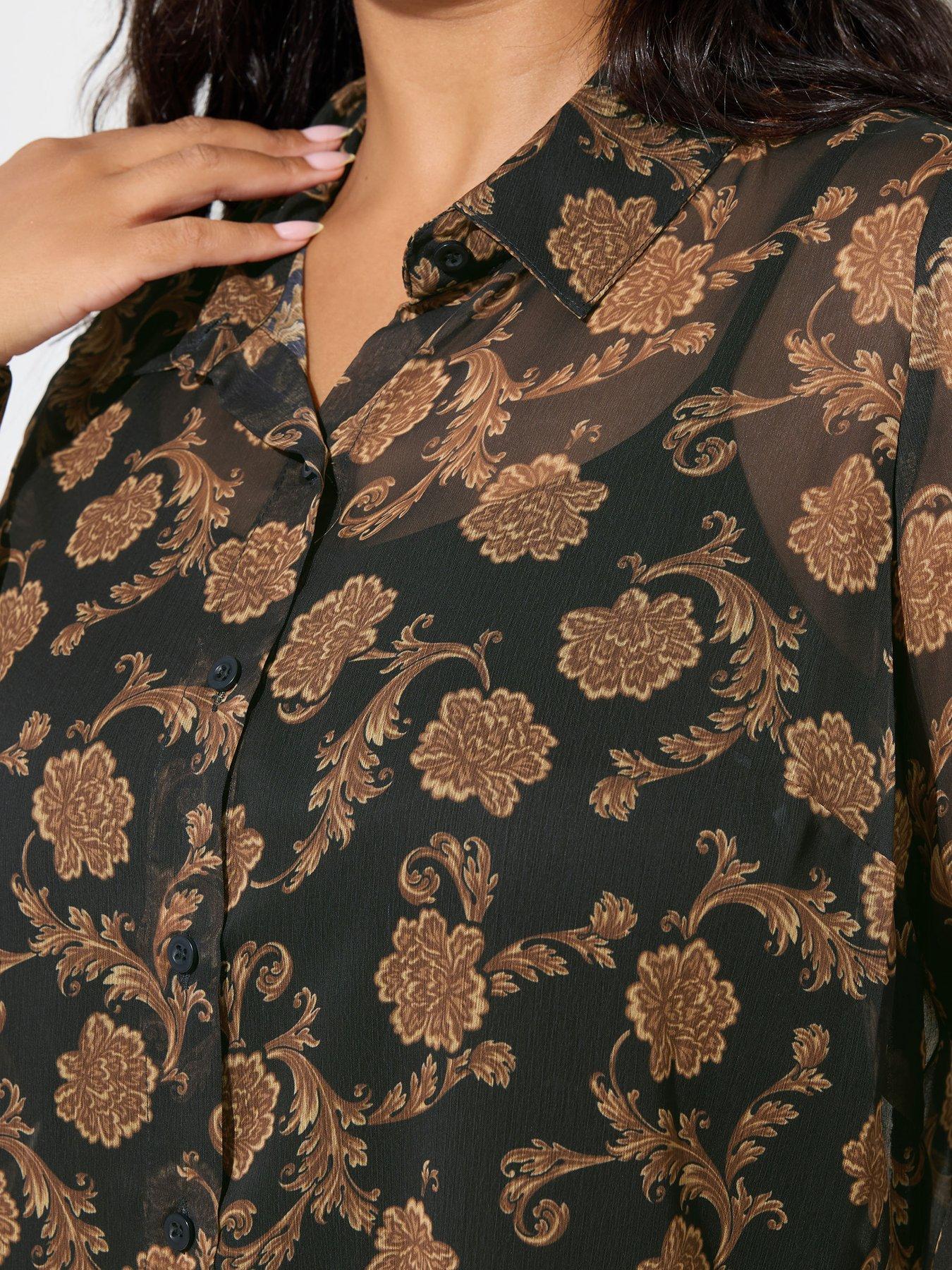 Image 4 of 4 of Yours Curve Baroque Shirt - Black