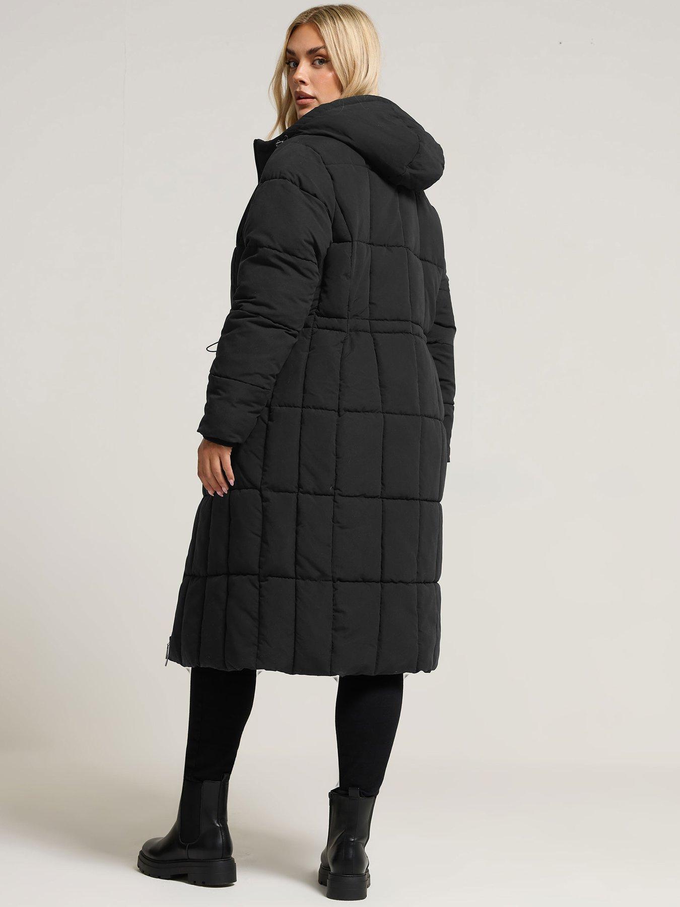 Image 2 of 4 of Yours Curve Borg Midi Padded Coat - Black