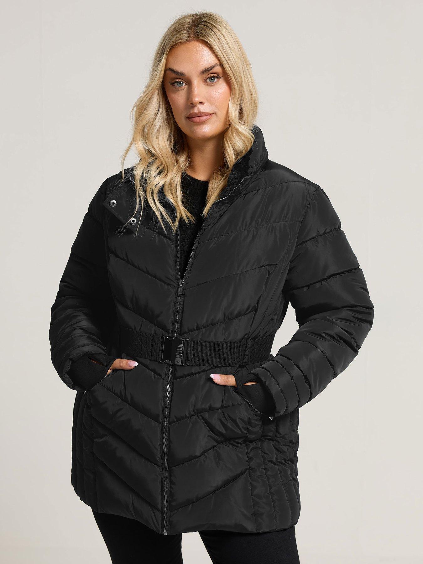 Image 1 of 4 of Yours Curve Ski Coat With Buckle - Black