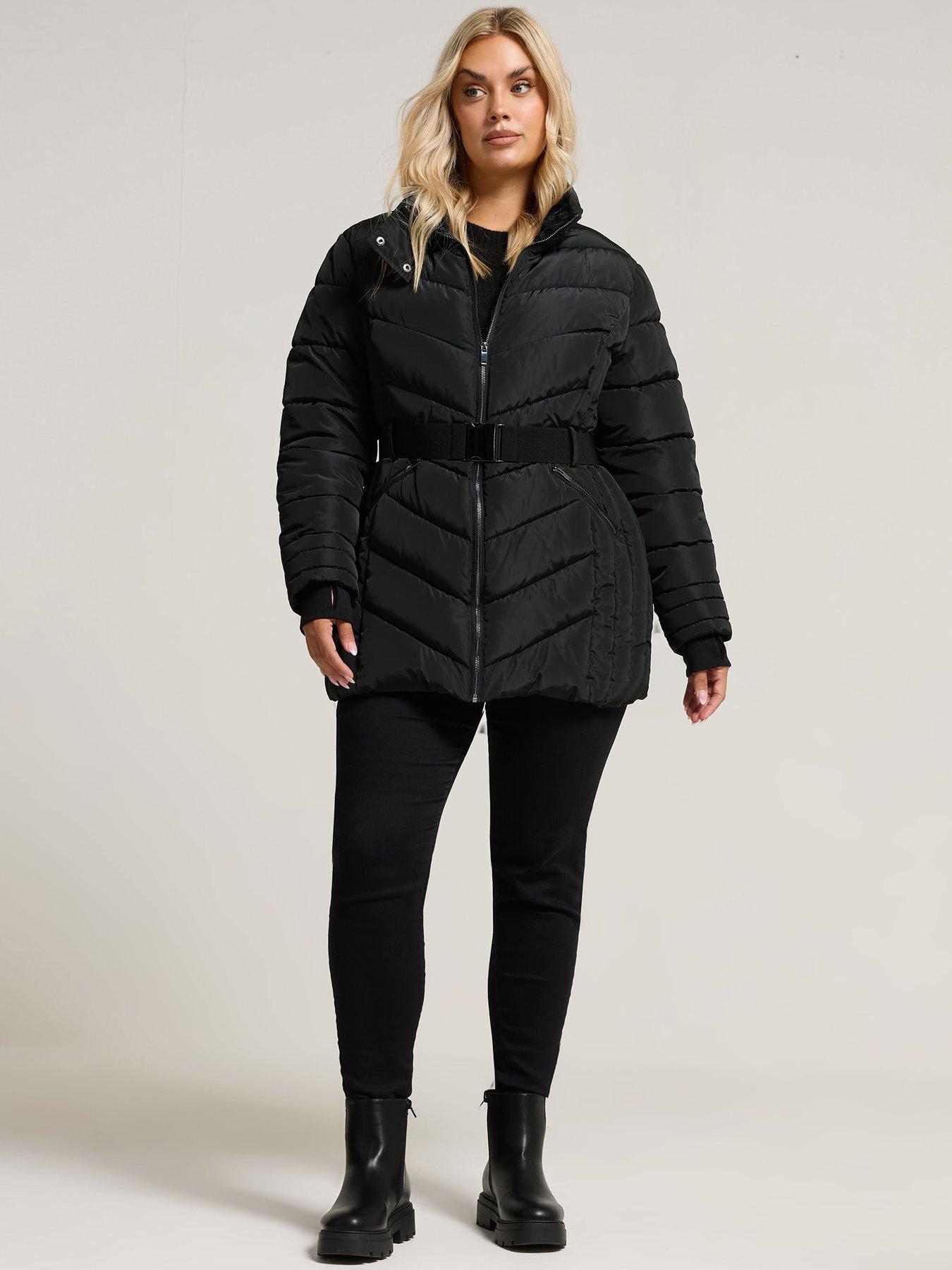 Image 3 of 4 of Yours Curve Ski Coat With Buckle - Black