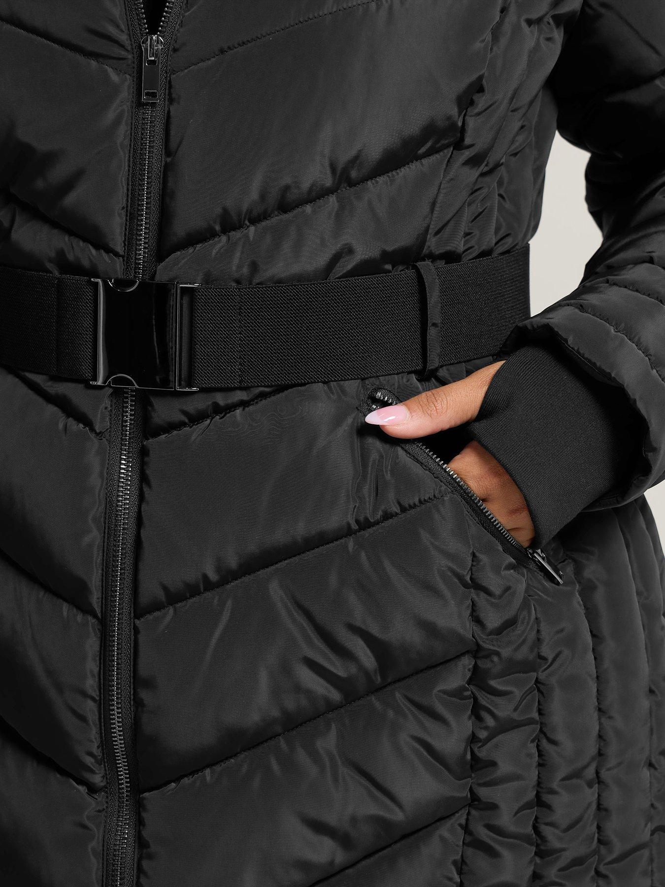 Image 4 of 4 of Yours Curve Ski Coat With Buckle - Black