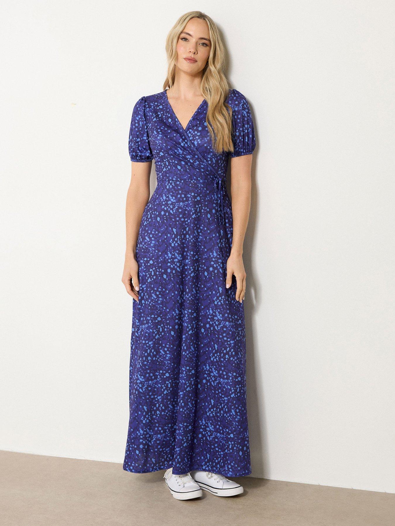 undefined Animal Wrap Maxi Dress - Blue