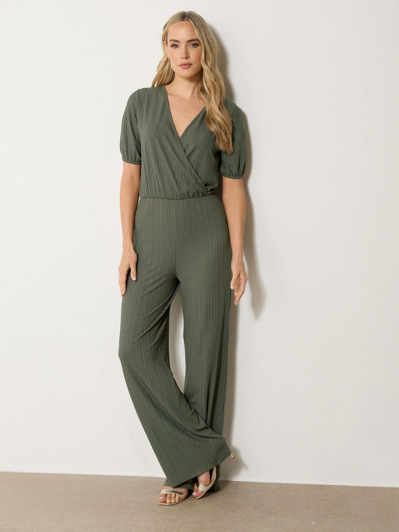  image of long-tall-sally-rib-wrap-jumpsuit-green
