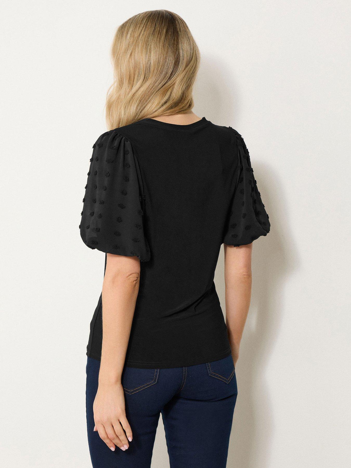 Image 2 of 4 of Long Tall Sally Dobby Sleeve Top - Black