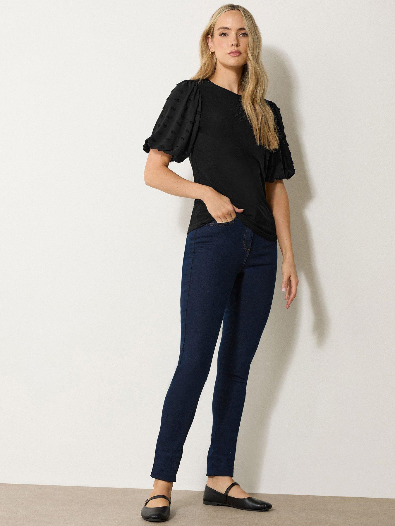Image 3 of 4 of Long Tall Sally Dobby Sleeve Top - Black