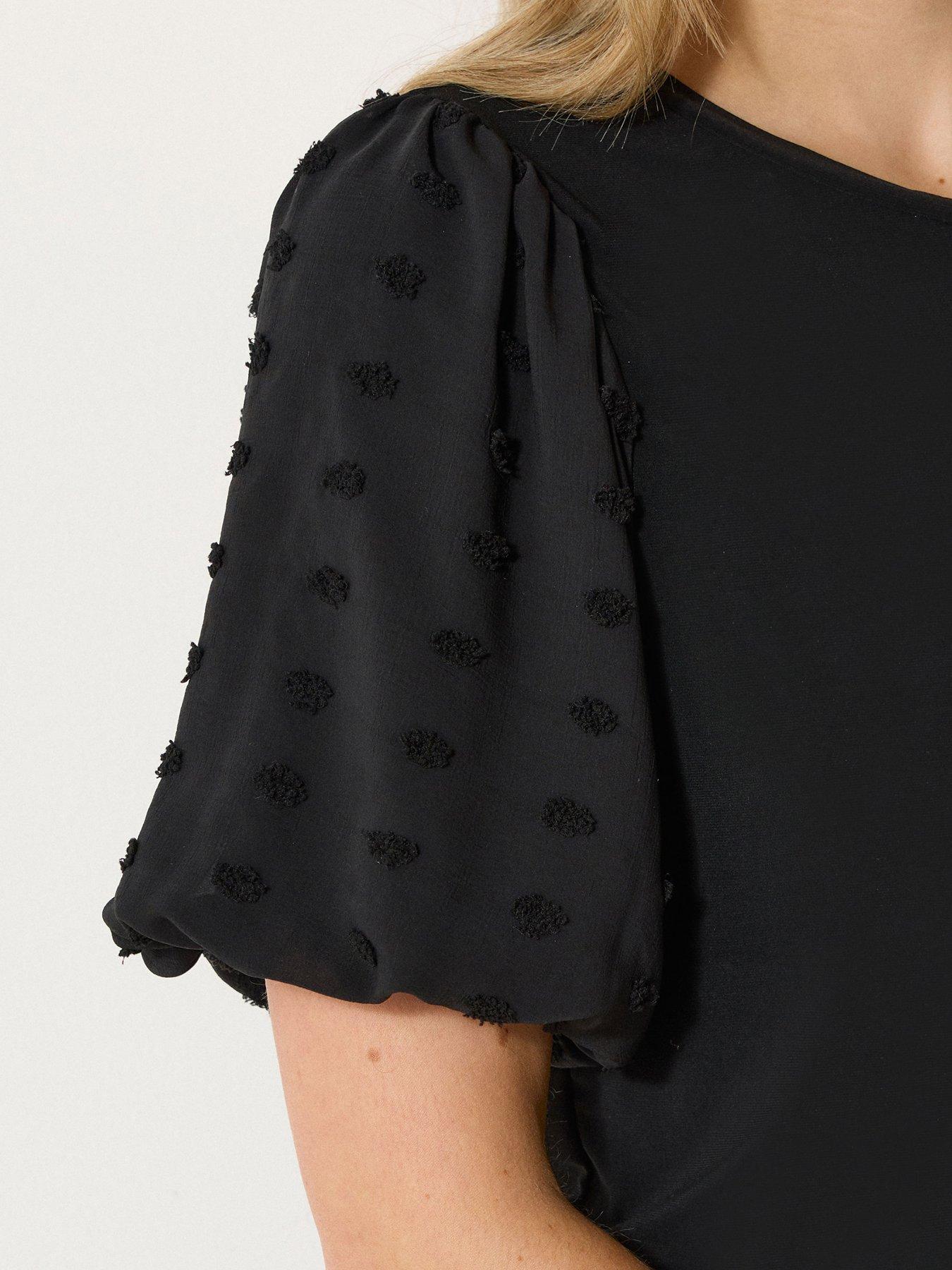 Image 4 of 4 of Long Tall Sally Dobby Sleeve Top - Black