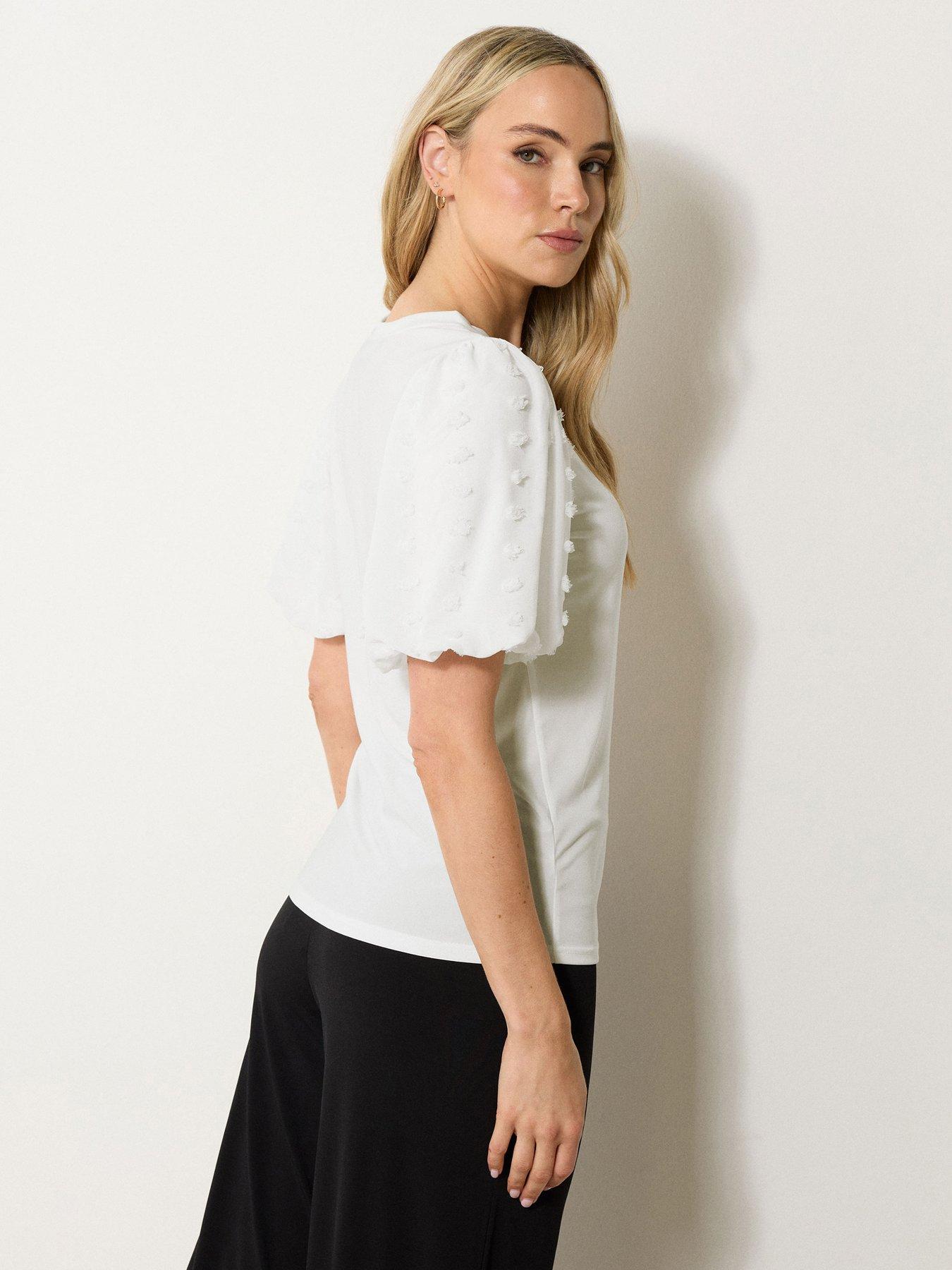 Image 2 of 4 of Long Tall Sally Dobby Sleeve Top - Ivory