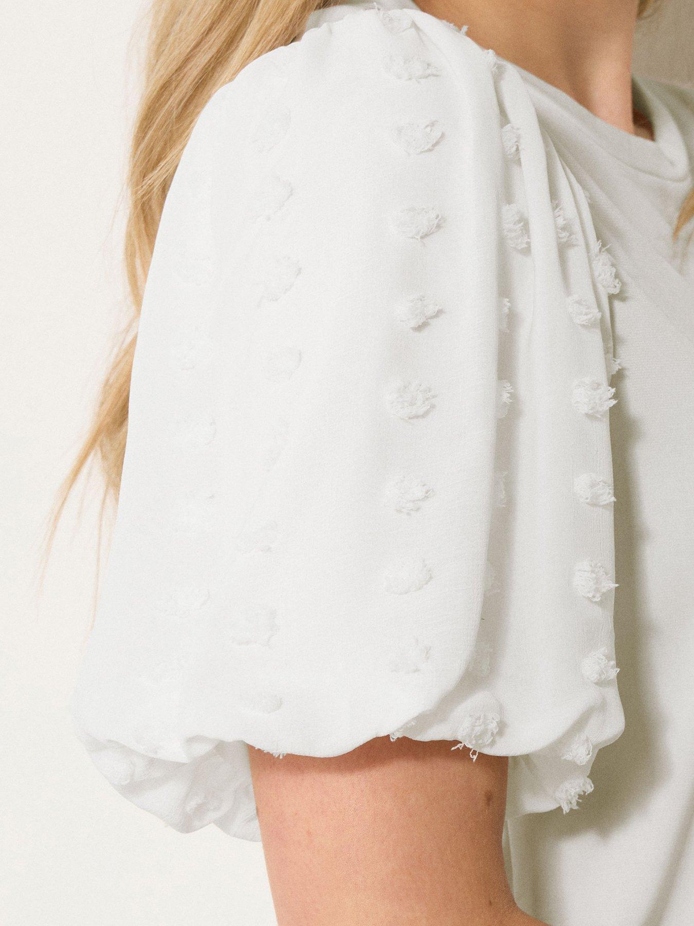 Image 4 of 4 of Long Tall Sally Dobby Sleeve Top - Ivory