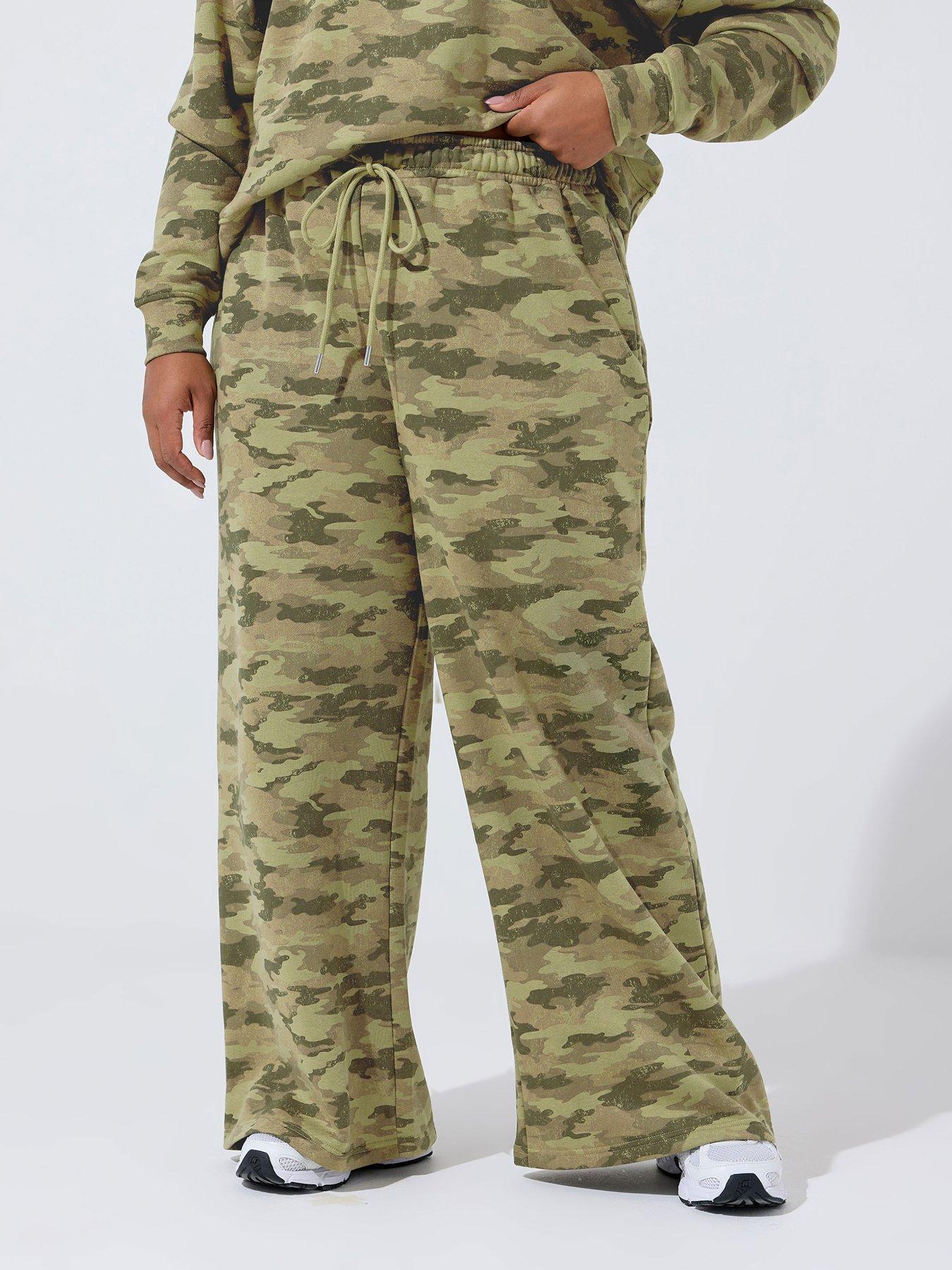 Yours Curve Camo Print Joggers - Green