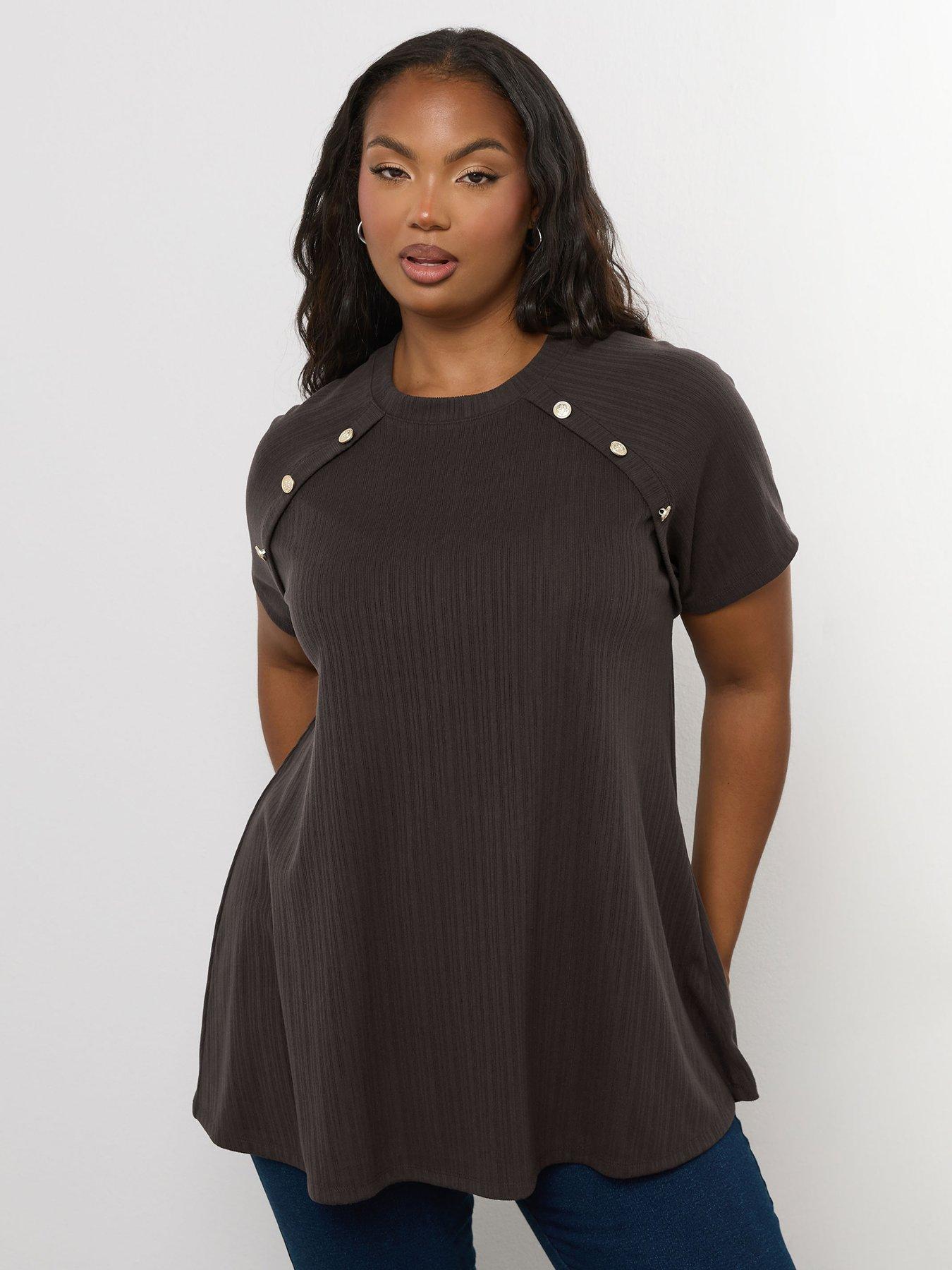 undefined Curve Swing Top - Brown