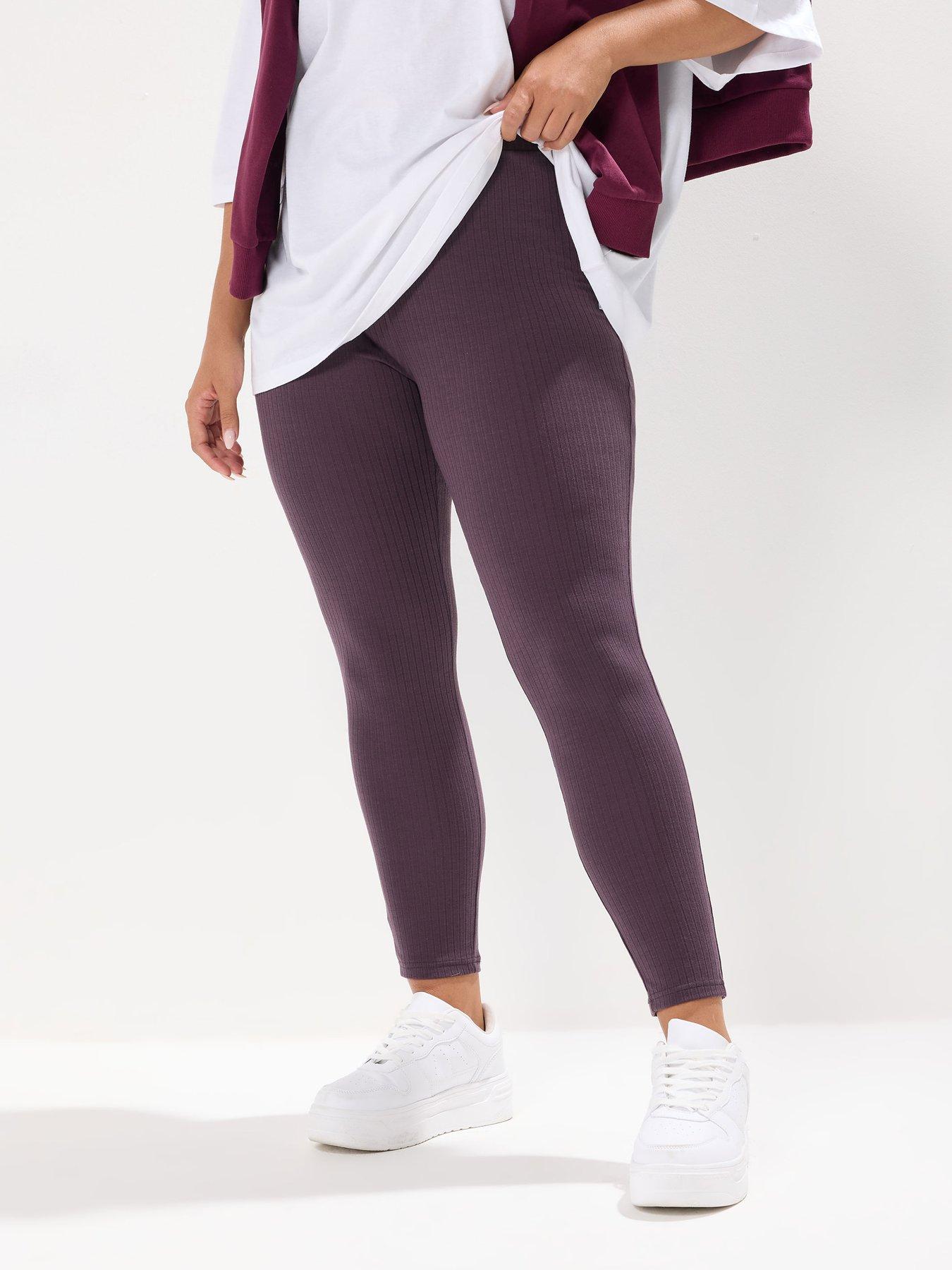 undefined Curve Ribbed Legging - Purple