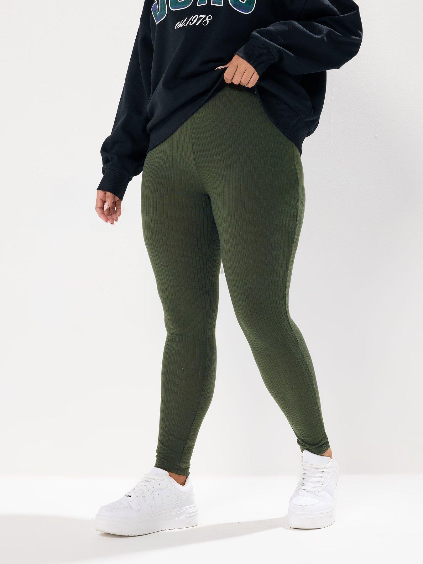 undefined Curve Ribbed Legging - Green