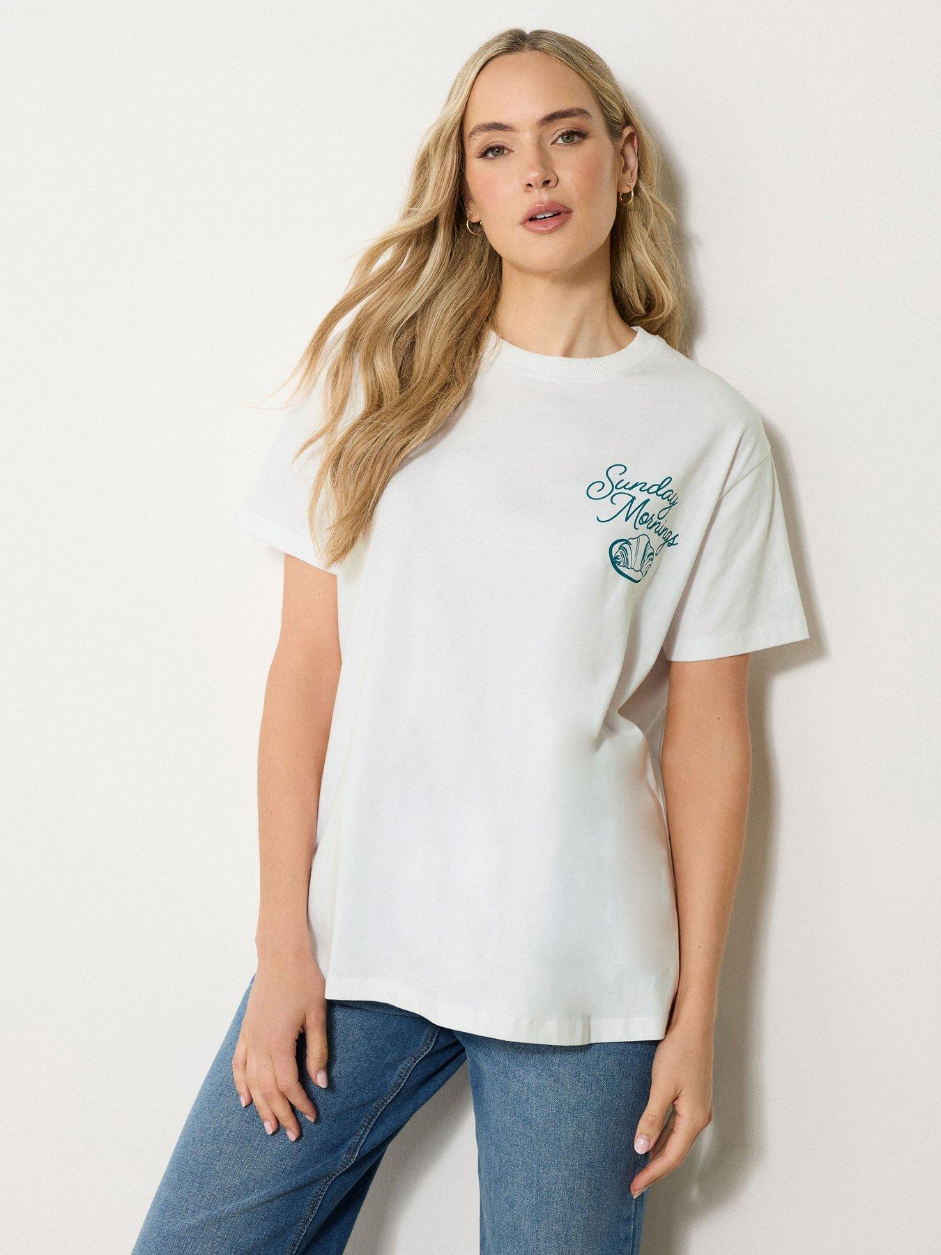 Image 1 of 4 of Long Tall Sally Breakfast Club Oversized T-Shirt - White