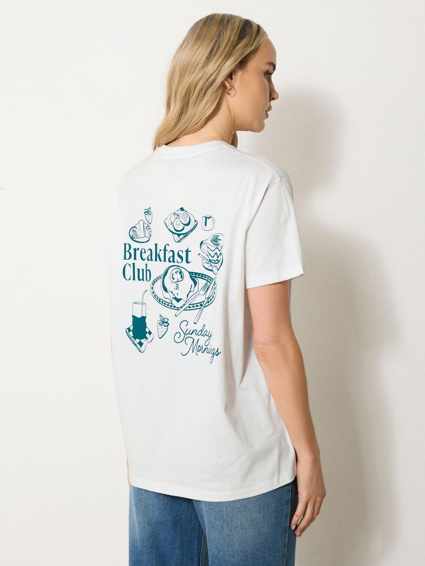 Image 2 of 4 of Long Tall Sally Breakfast Club Oversized T-Shirt - White