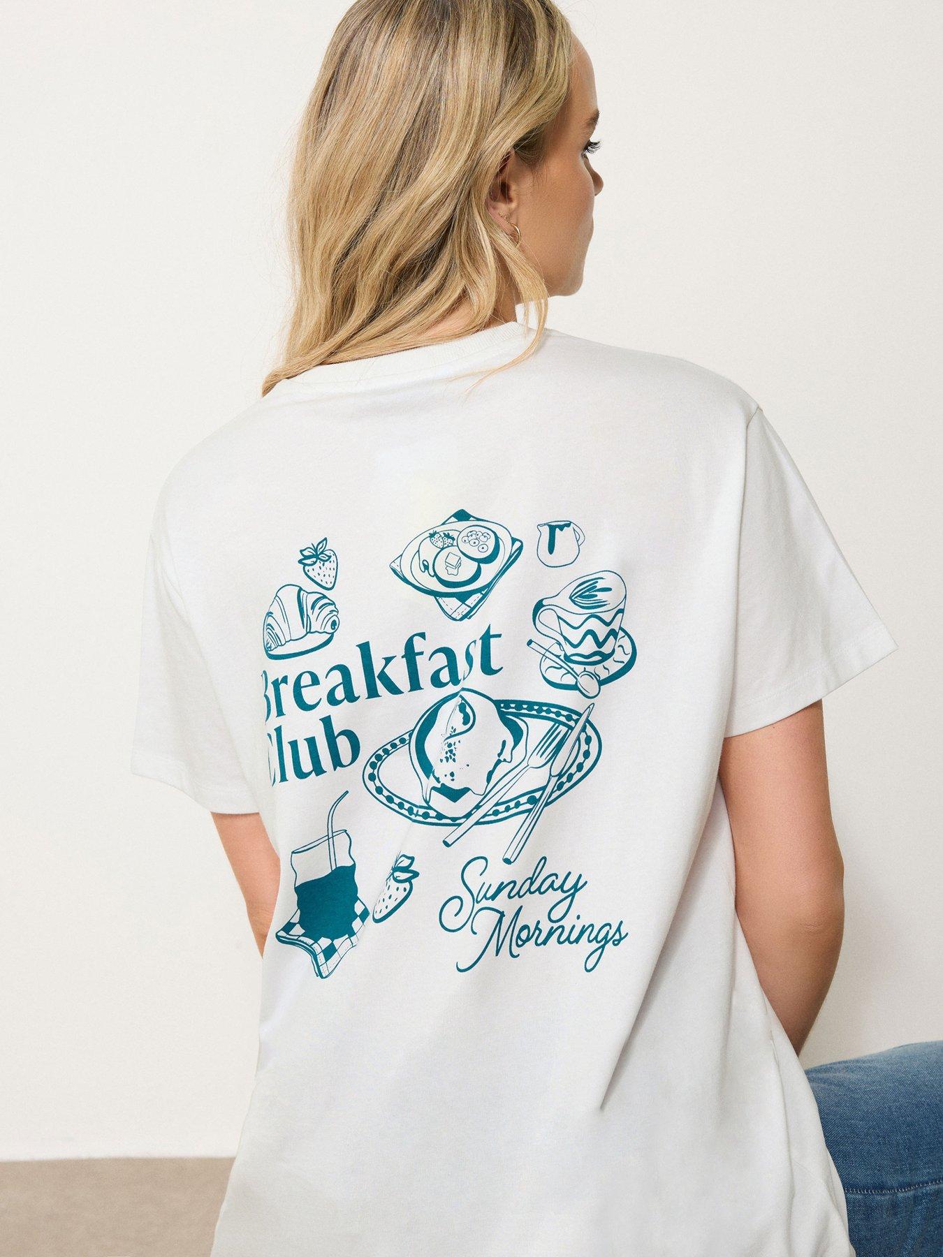 Image 4 of 4 of Long Tall Sally Breakfast Club Oversized T-Shirt - White