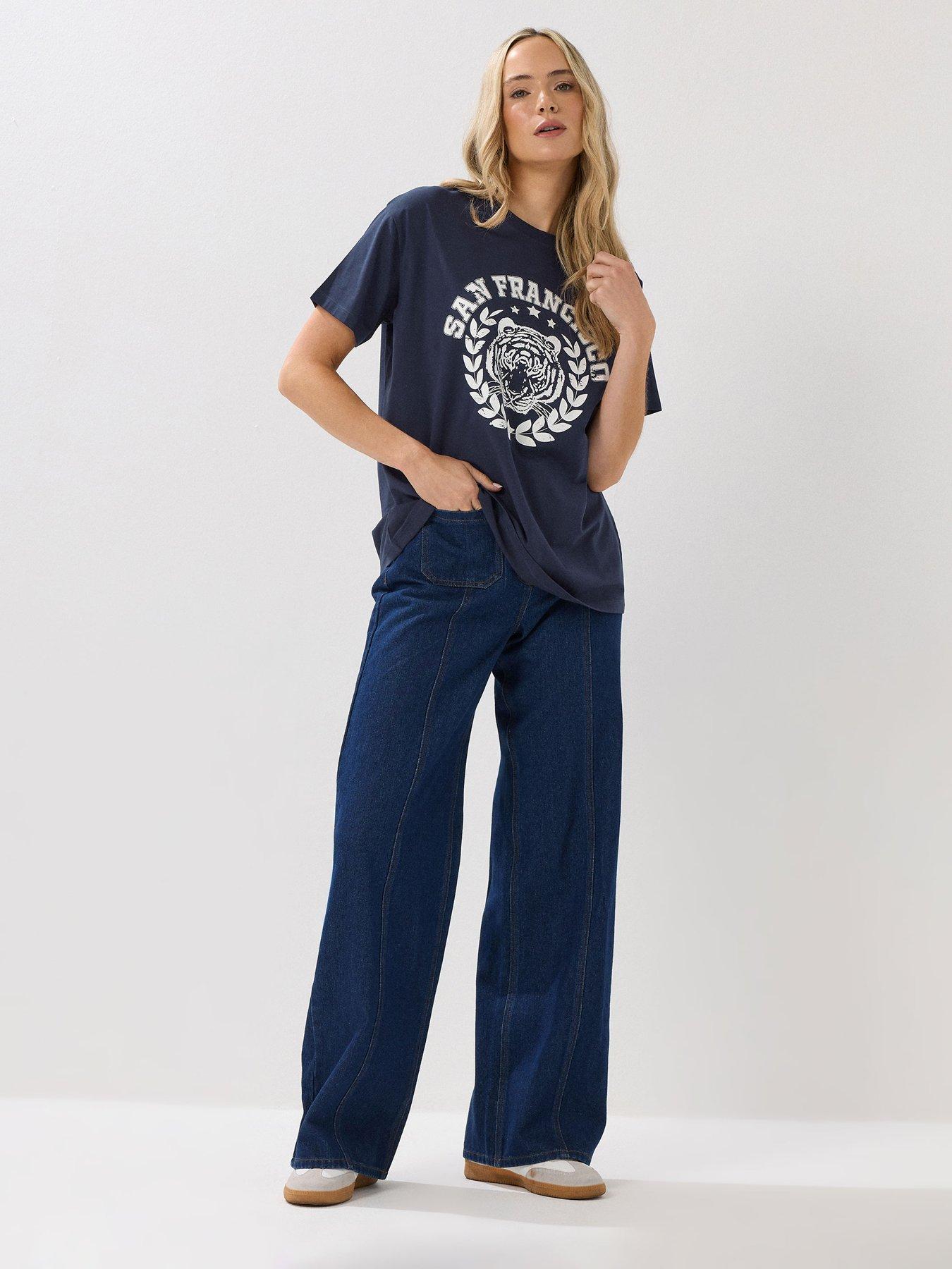 Image 3 of 4 of Long Tall Sally San Francisco Oversized T-Shirt - Blue