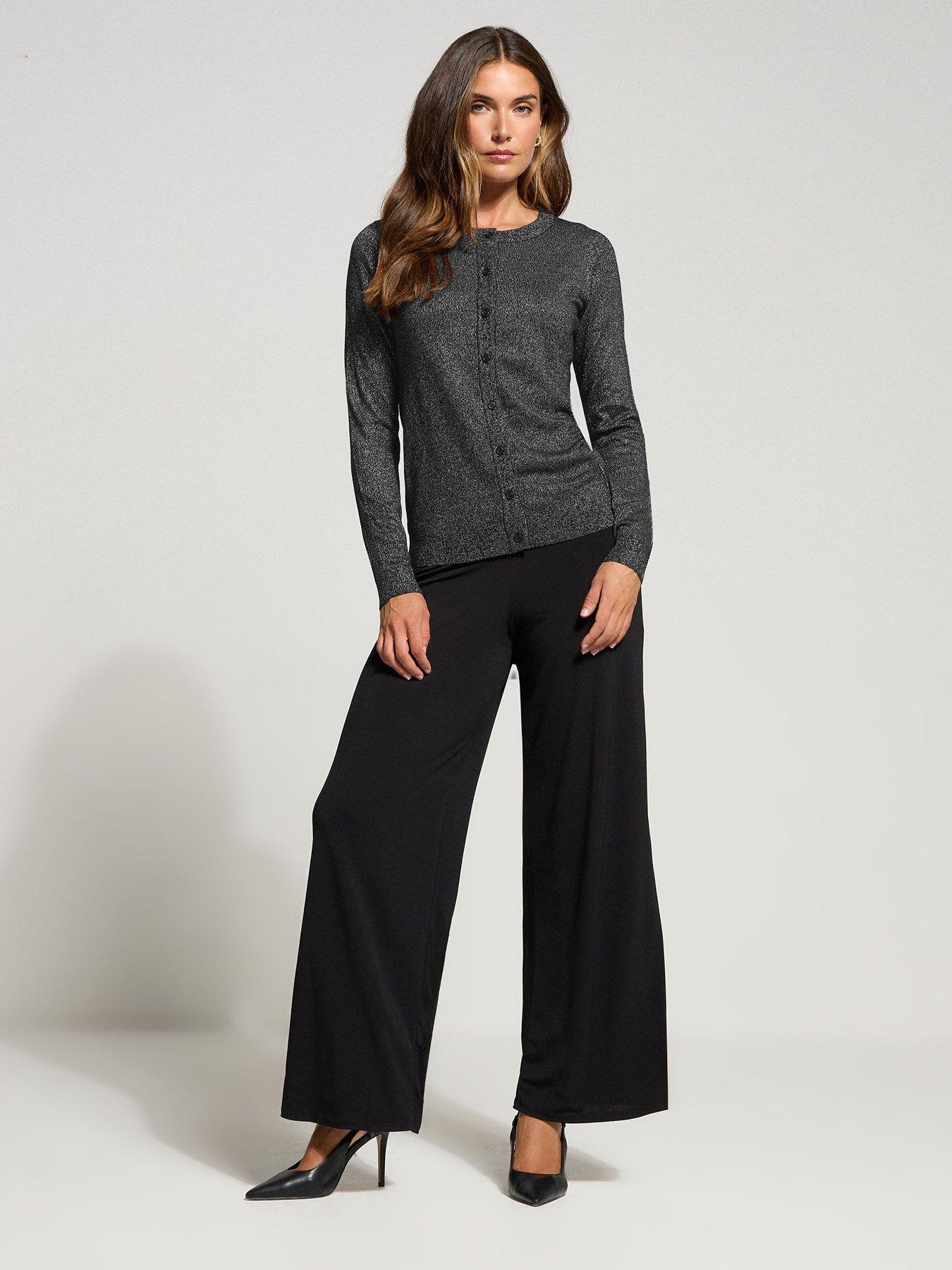 Image 3 of 4 of Long Tall Sally Silver Lurex Cardigan - Black