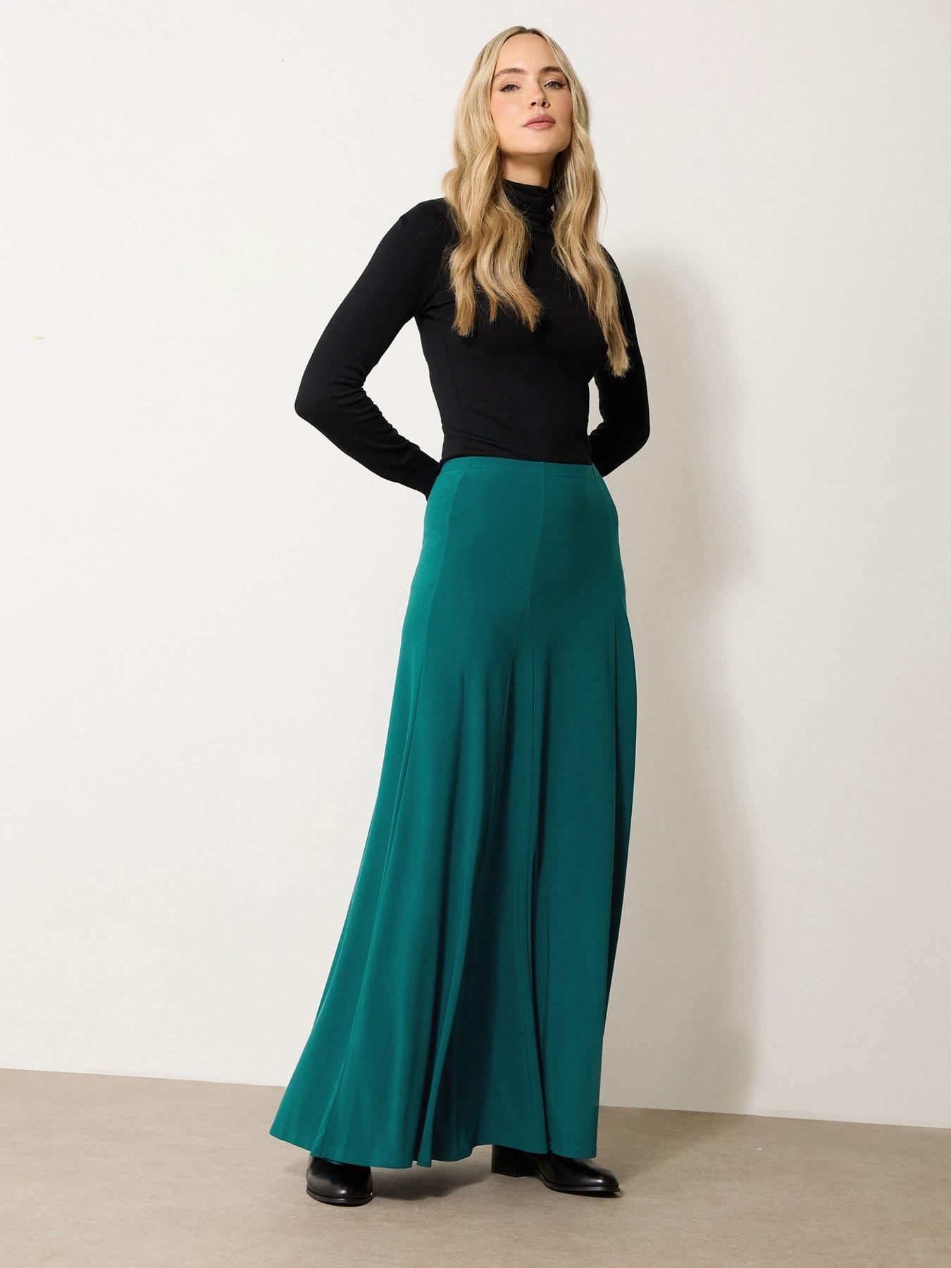 Image 3 of 4 of Long Tall Sally Godet Maxi Skirt - Green