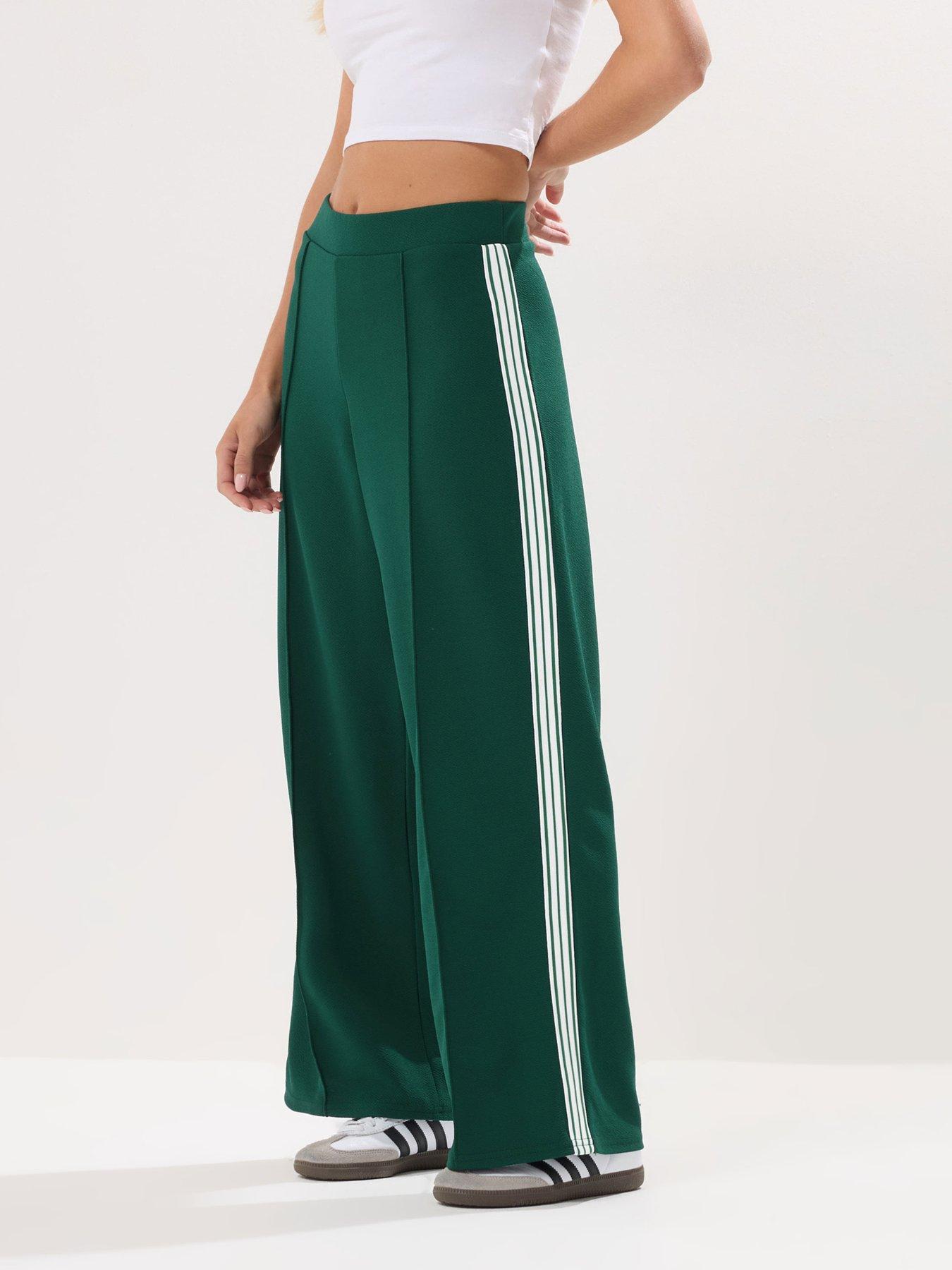 Image 3 of 4 of PixieGirl Petite Side Stripe Tape Wide Leg Trouser - Green