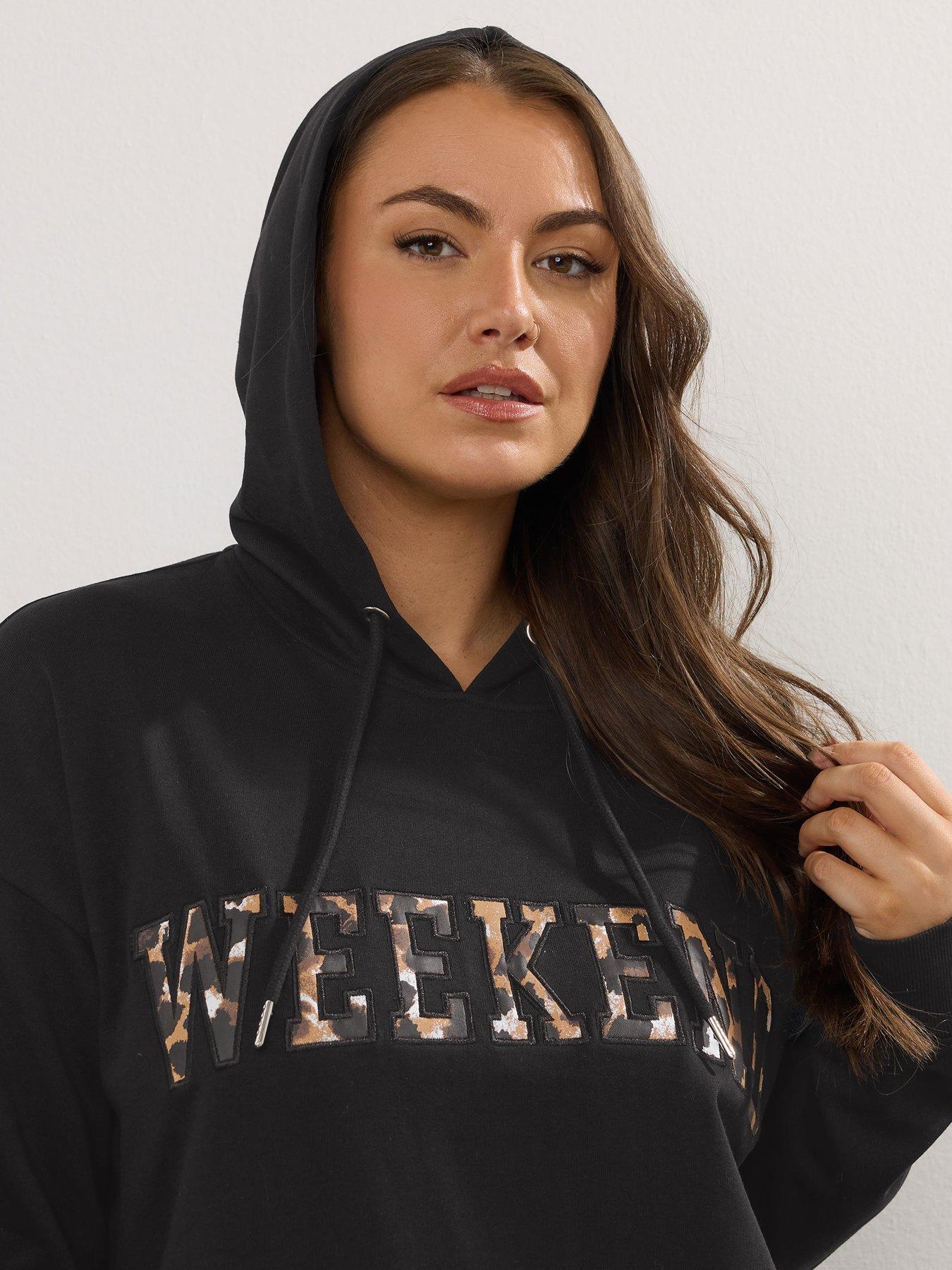 Image 4 of 4 of Yours Curve Leo Weekend Hoodie - Black