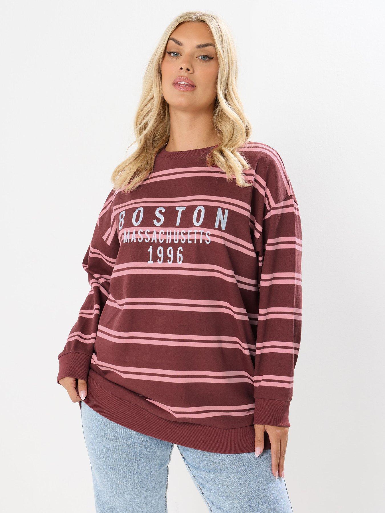 yours-curve-boston-stripe-crew-neck-sweatshirt-red
