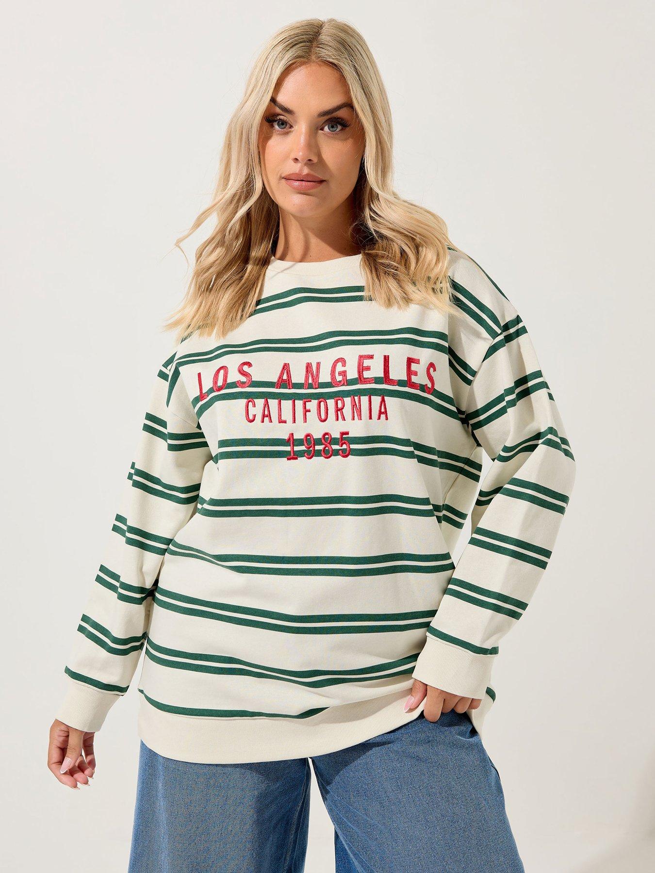 undefined Curve La Stripe Crew Neck Sweatshirt - Ivory