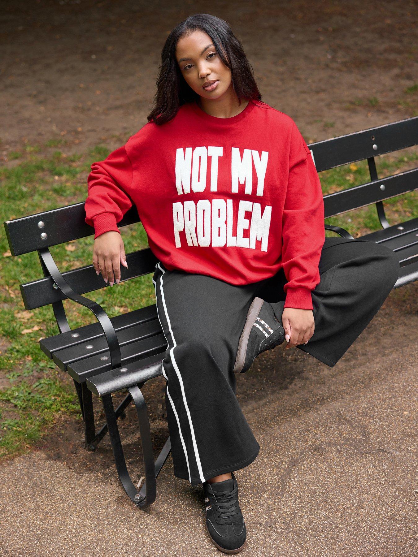 undefined Curve Not My Problem Crew Neck Sweatshirt - Red