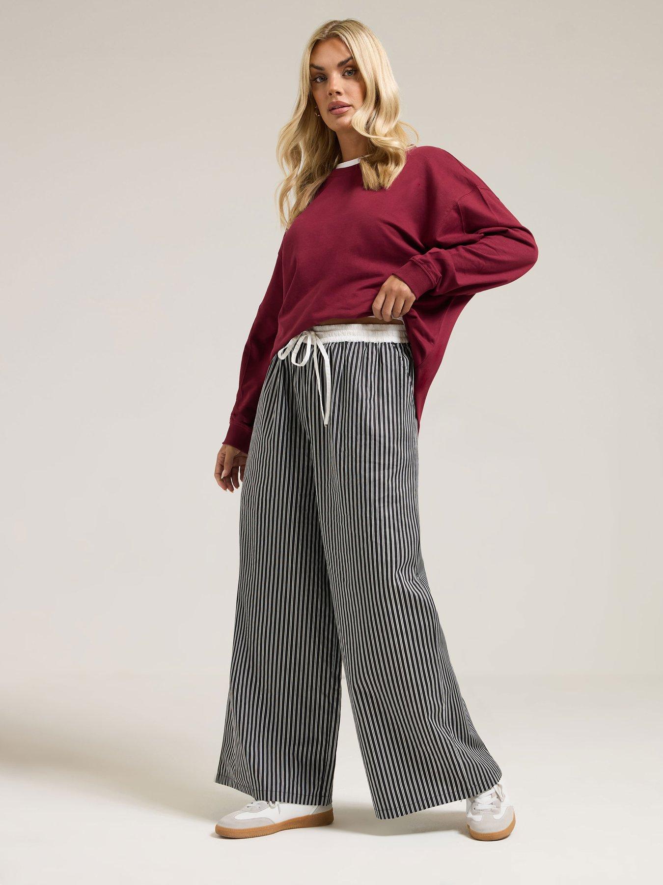 undefined Curve Contrast Waist Stripe Trouser - Black
