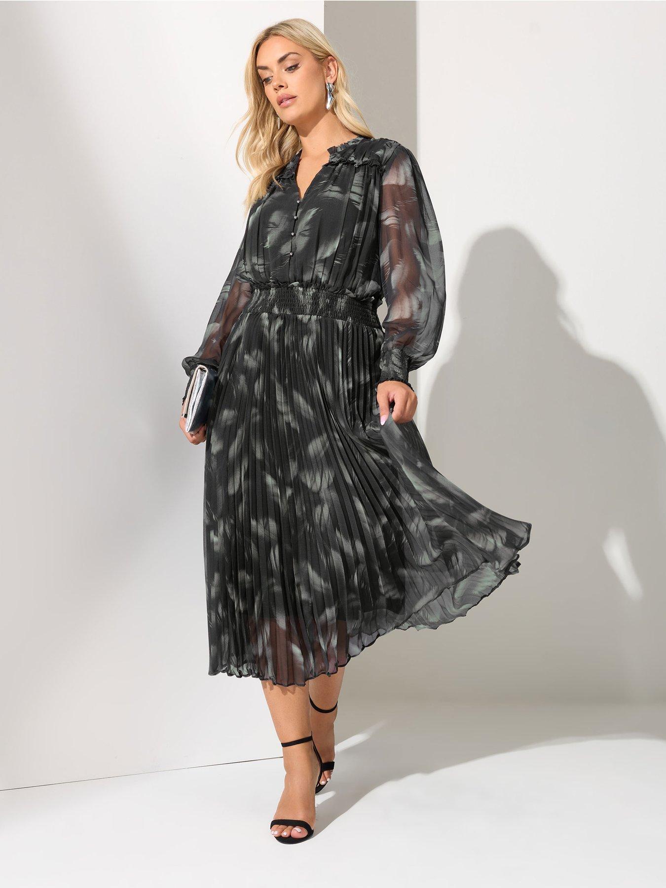 undefined Curve Pleated Shirt Dress - Black