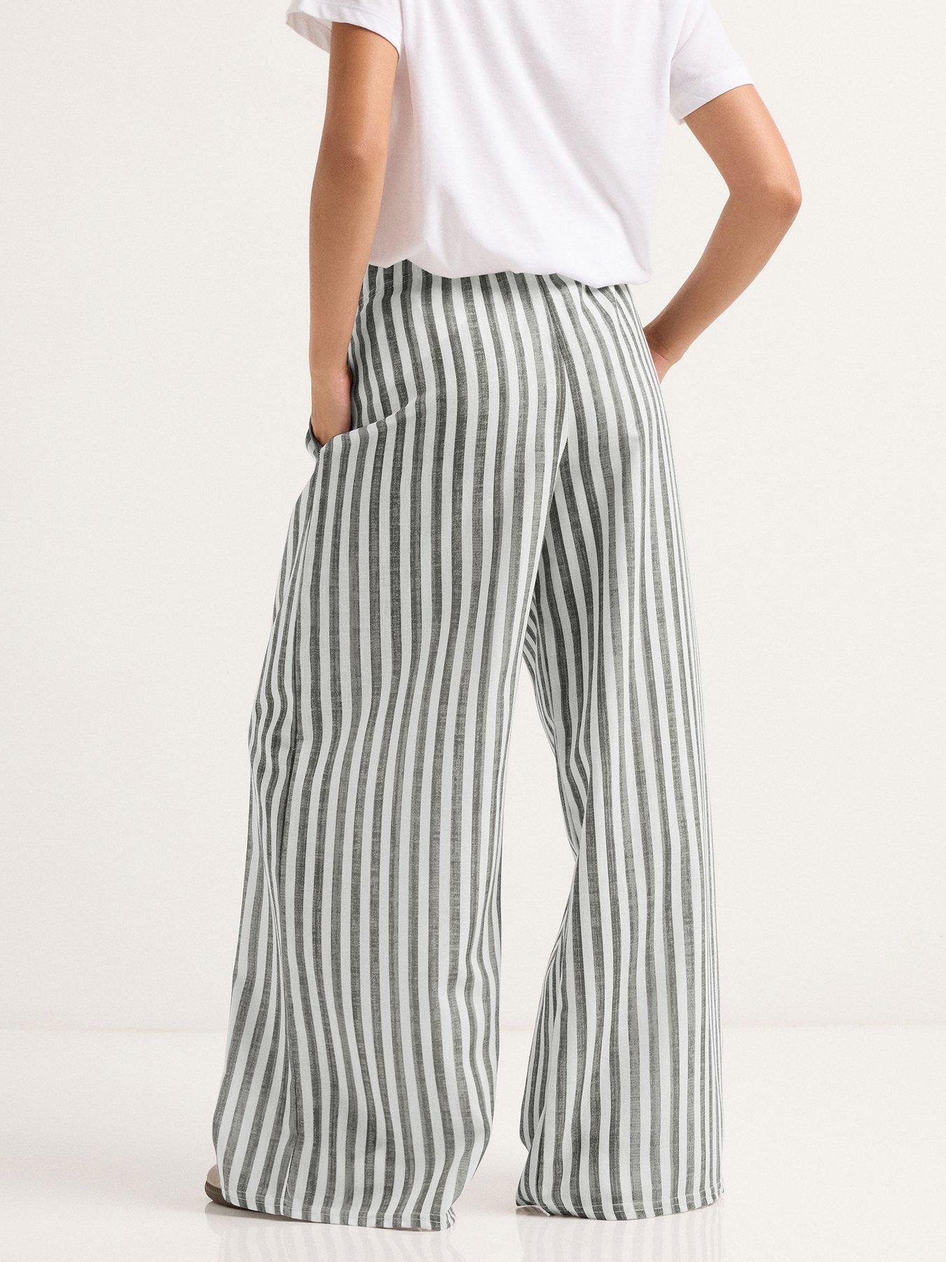 Image 2 of 4 of PixieGirl Petite Stripe Wide Leg Trouser - Grey