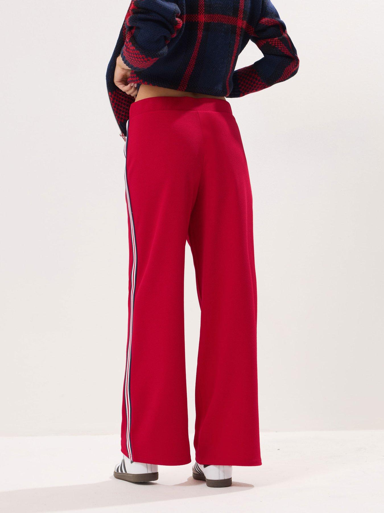 Image 2 of 4 of PixieGirl Petite Side Stripe Tape Wide Leg Trouser - Red