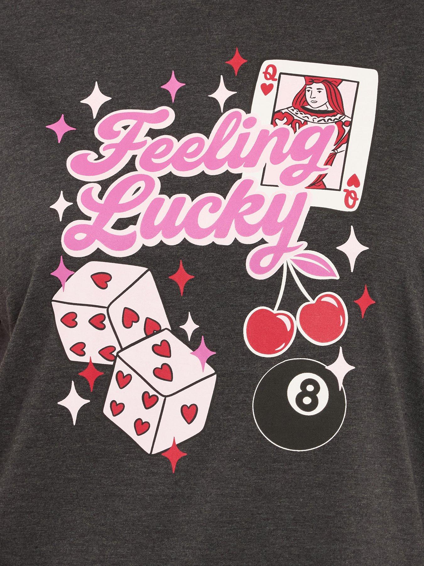 Image 4 of 4 of Yours Curve Feeling Lucky Wide Leg Pj Set - Pink