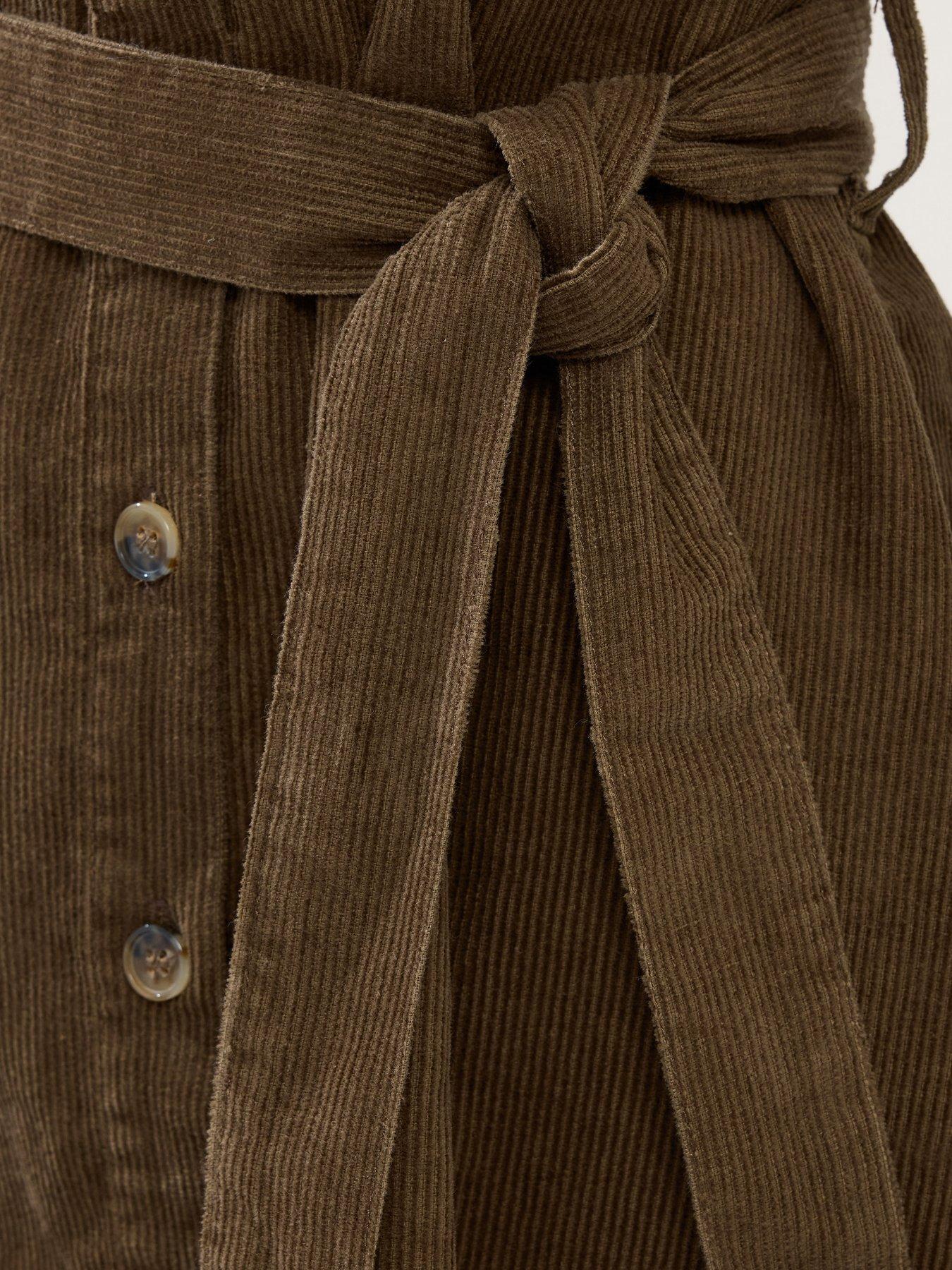 Image 4 of 5 of PixieGirl Petite Cord Shirt Dress - Brown