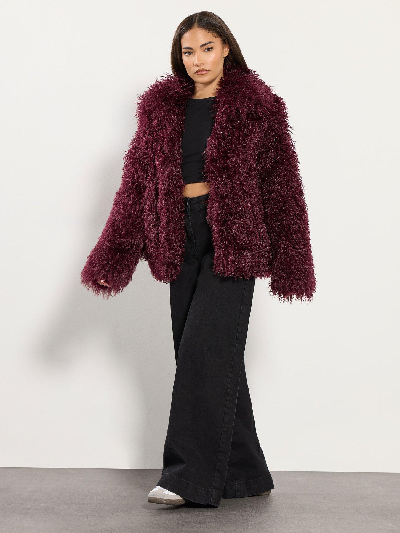 Image 3 of 4 of PixieGirl Petite Faux Fur Coat - Red