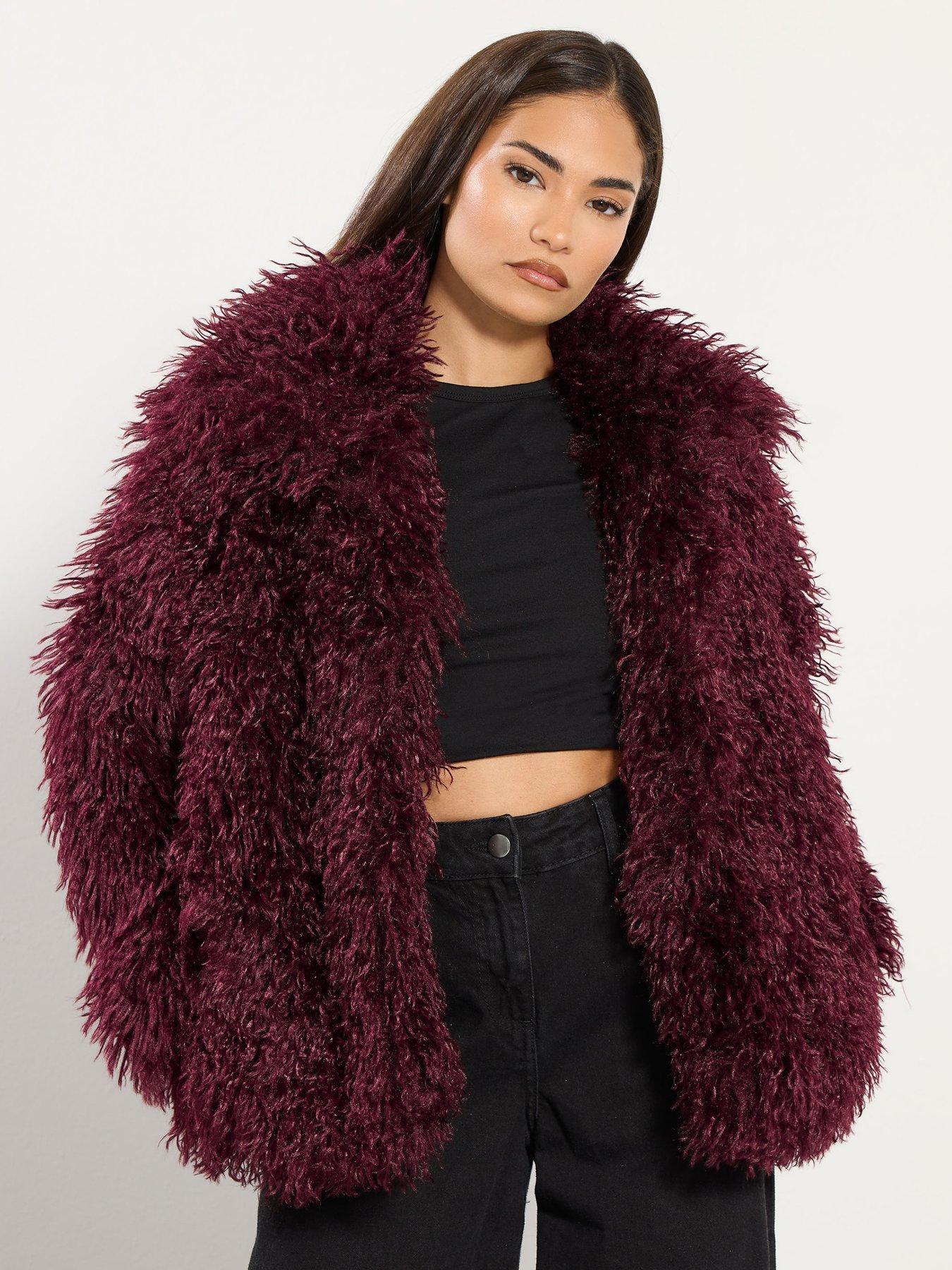 Image 4 of 4 of PixieGirl Petite Faux Fur Coat - Red