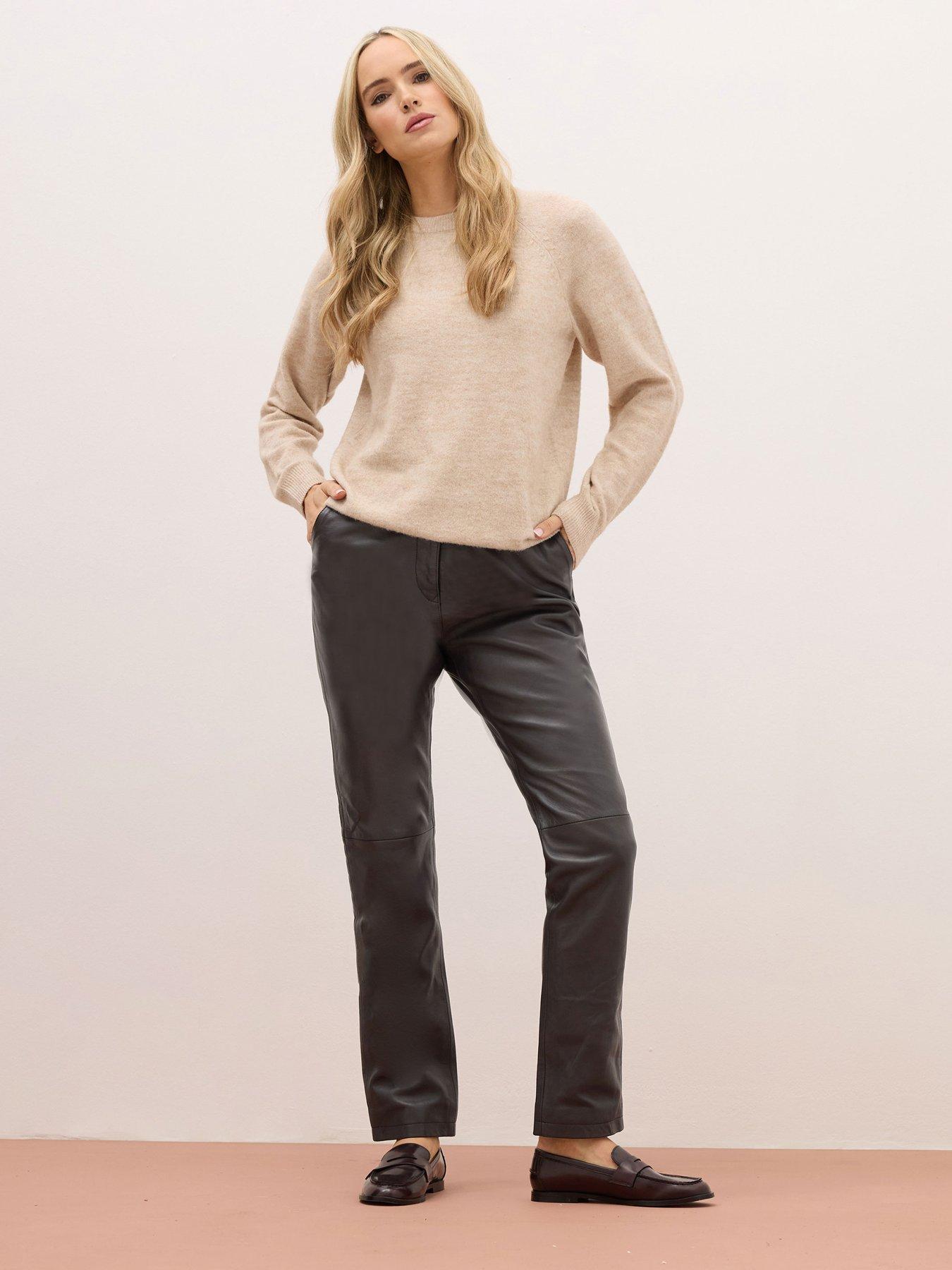Image 3 of 4 of Long Tall Sally Premium Leather Trouser 34" - Brown